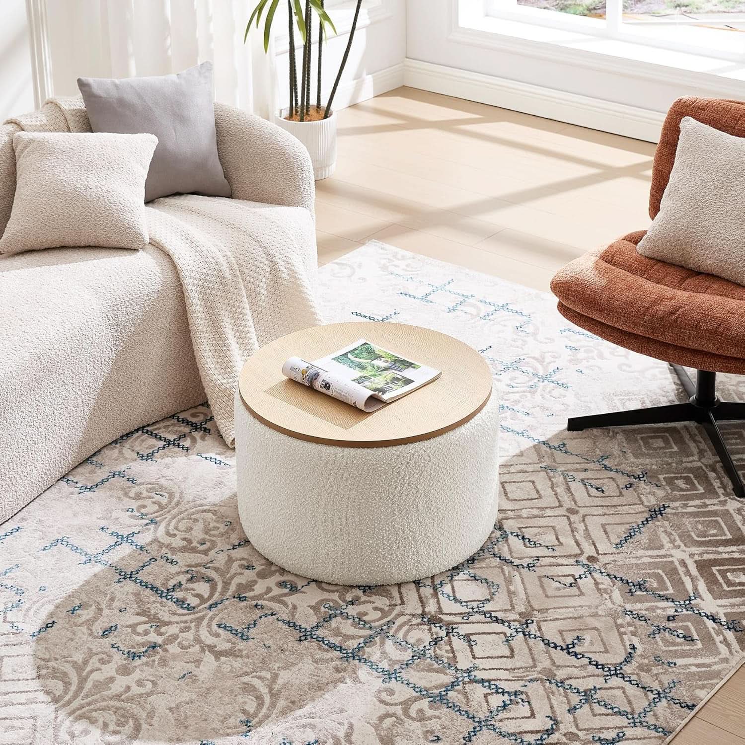 21 Inch Round Ottoman With Ample Storage Compartment from PriceLows™