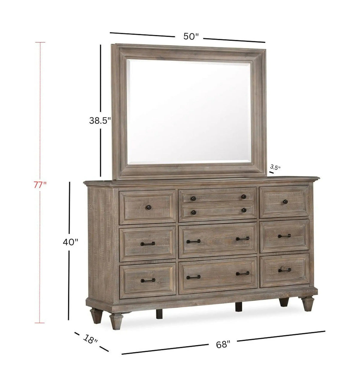 Lancaster Drawer Dresser | 2 Pieces | Wood | Bedroom