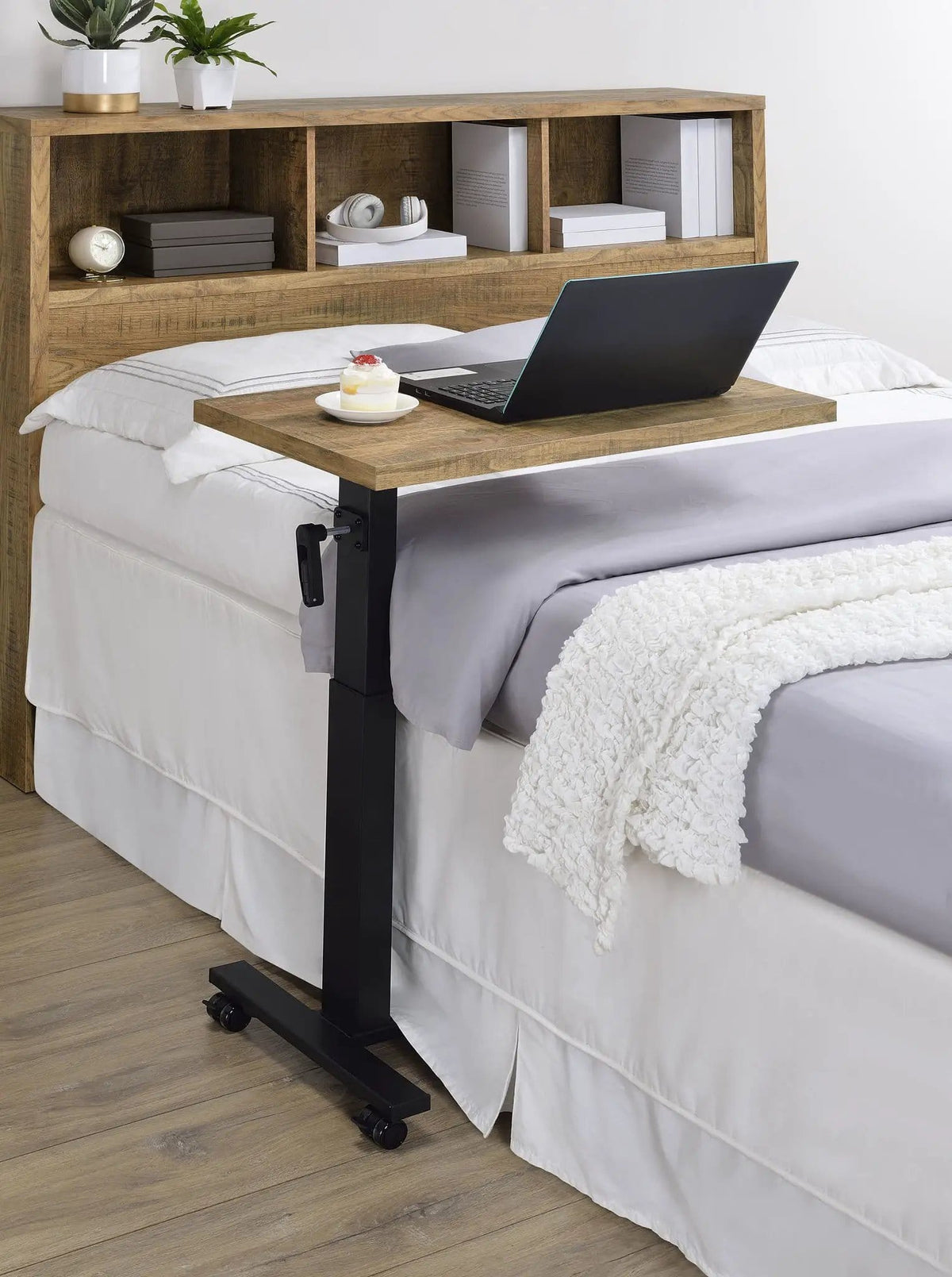 Westpark Height Adjustable Mobile Bedroom C-Table Mango | 28 x 15.5 x 27.75 in | Steel & Wood | Bedroom