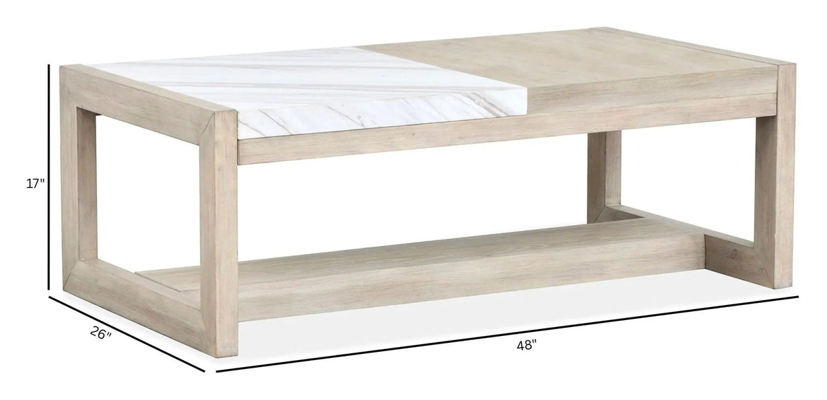 Preston Rectangular Cocktail End Table | Gallery Buff Finish | 25 Inch Width | Timeless Design
