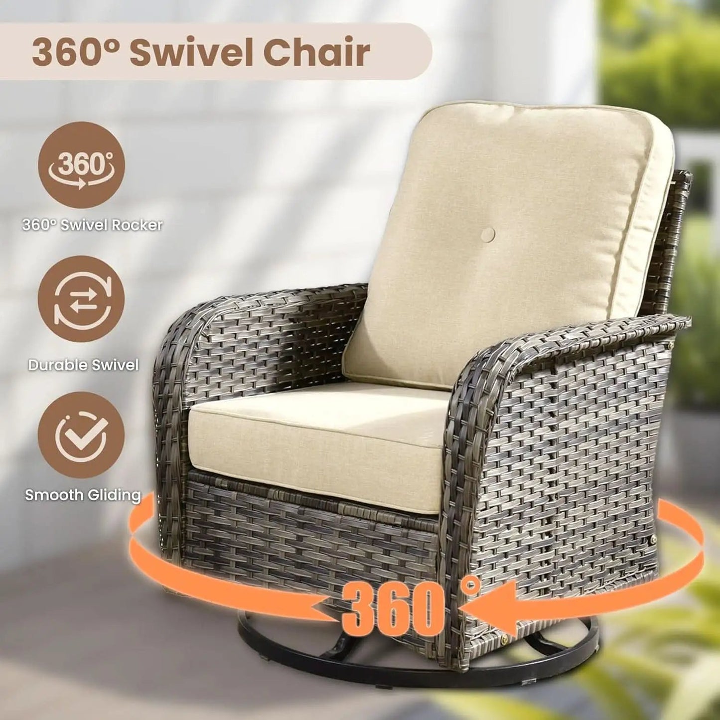 Beige All Weather Wicker Patio Furniture Conversation Set from PriceLows™