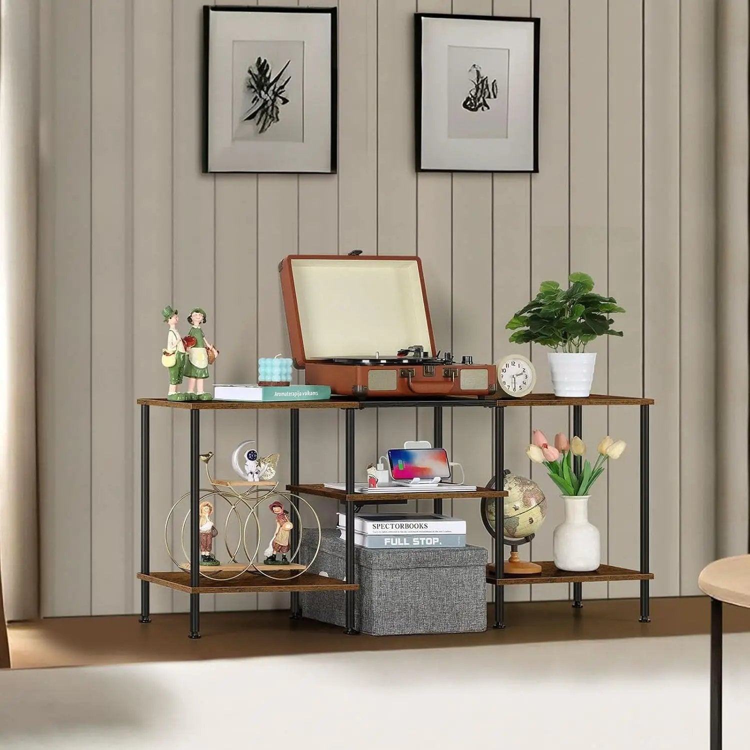 Rustic Brown 50 Inch TV Stand With Power Outlets And Shelf from PriceLows™