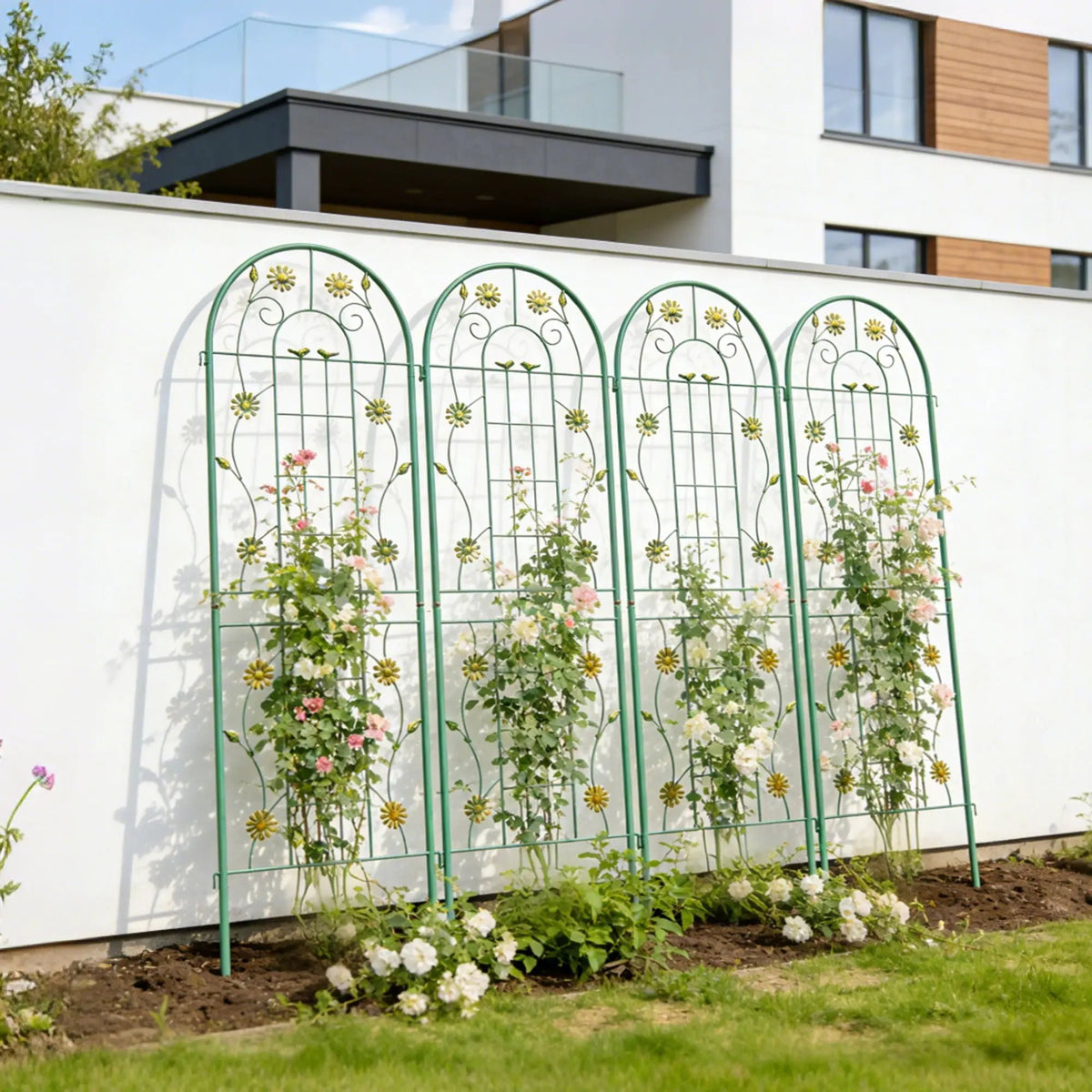Metal Garden Trellis | Galvanized Steel | Powder Coated | 4 Piece Set