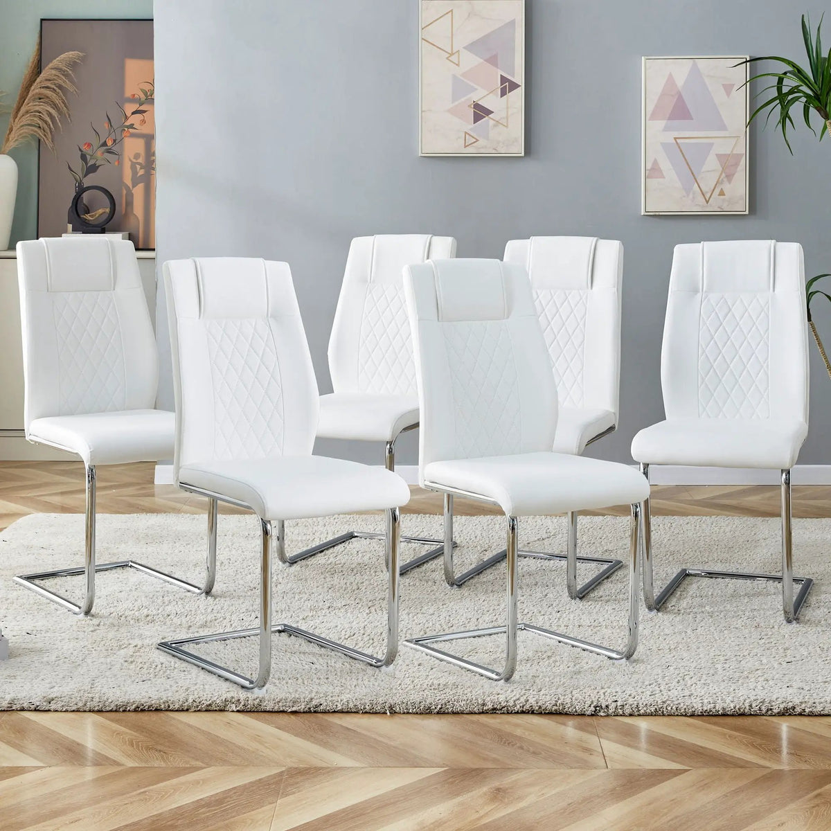 Modern Dining Chairs | Padded Seat | Metal Legs | Anti-Slip Footpads