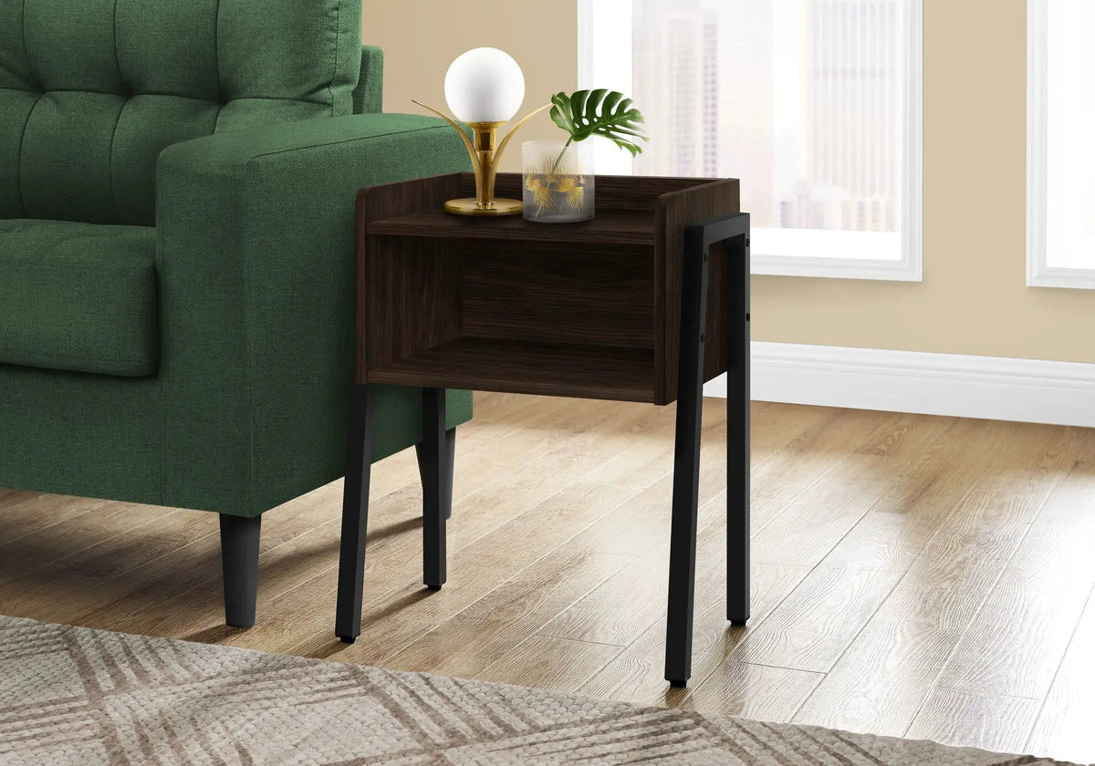 2-Tier Accent Side Table | Rectangular Top | Storage Cubby | Contemporary Design