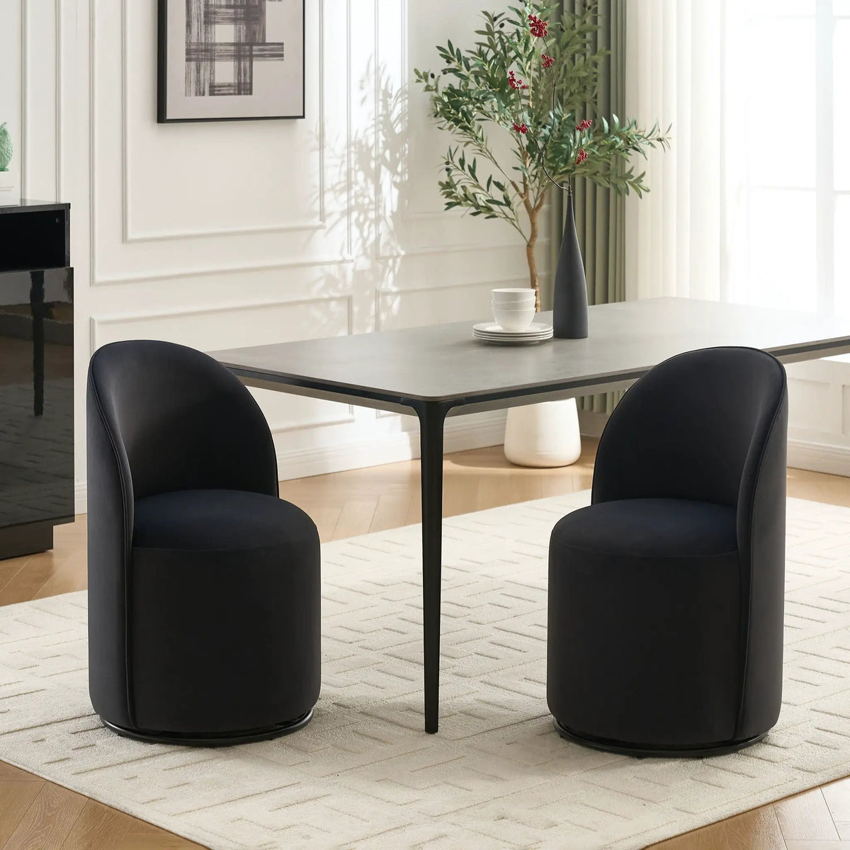 360 Degree Swivel Barrel Chair | Armless Dining Chair | Compact Design | Cozy Upholstery