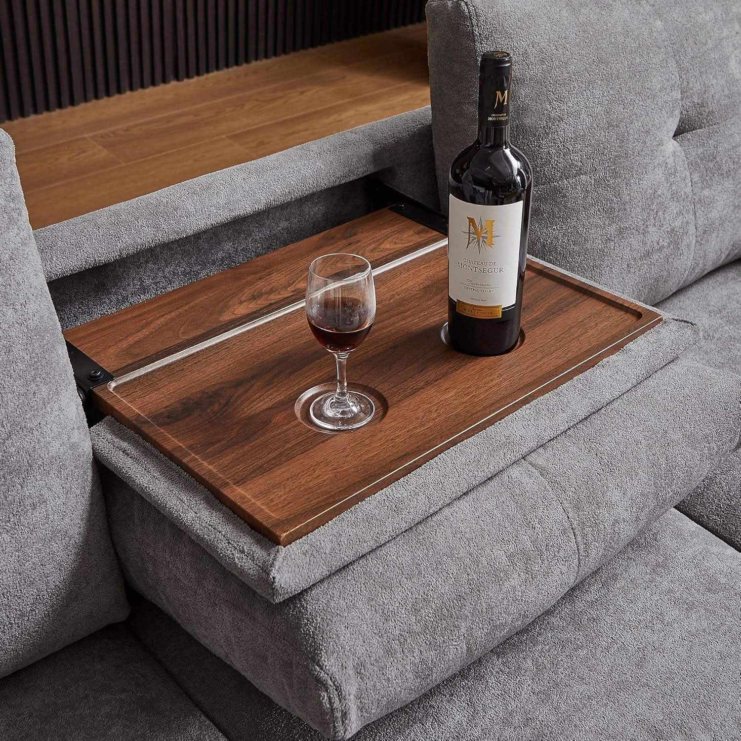 Light Grey Microfiber Sectional Sofa With Storage Ottoman from PriceLows™