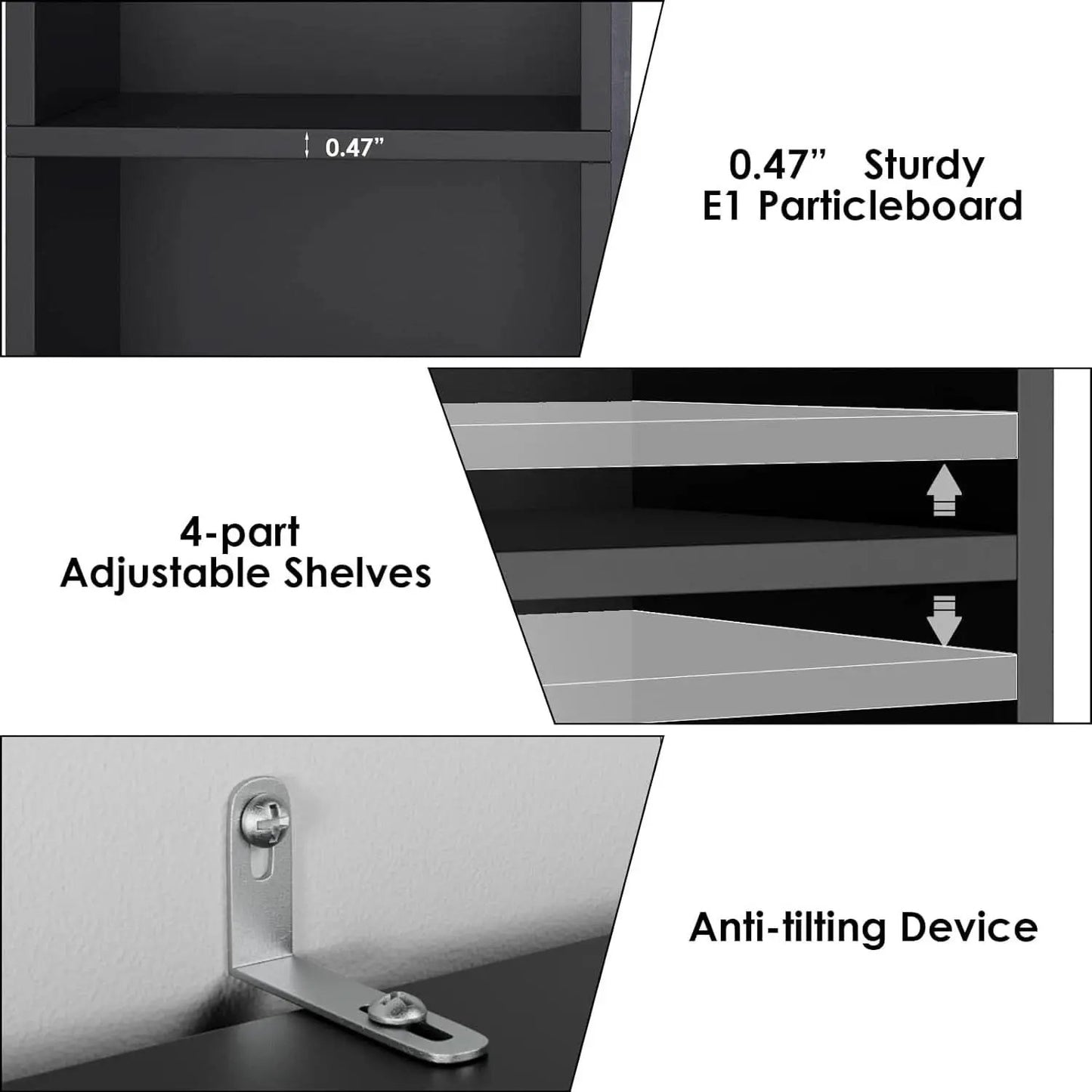 8 Tier Media Tower Rack With Adjustable Shelves Black 70 Inch Tall from PriceLows™