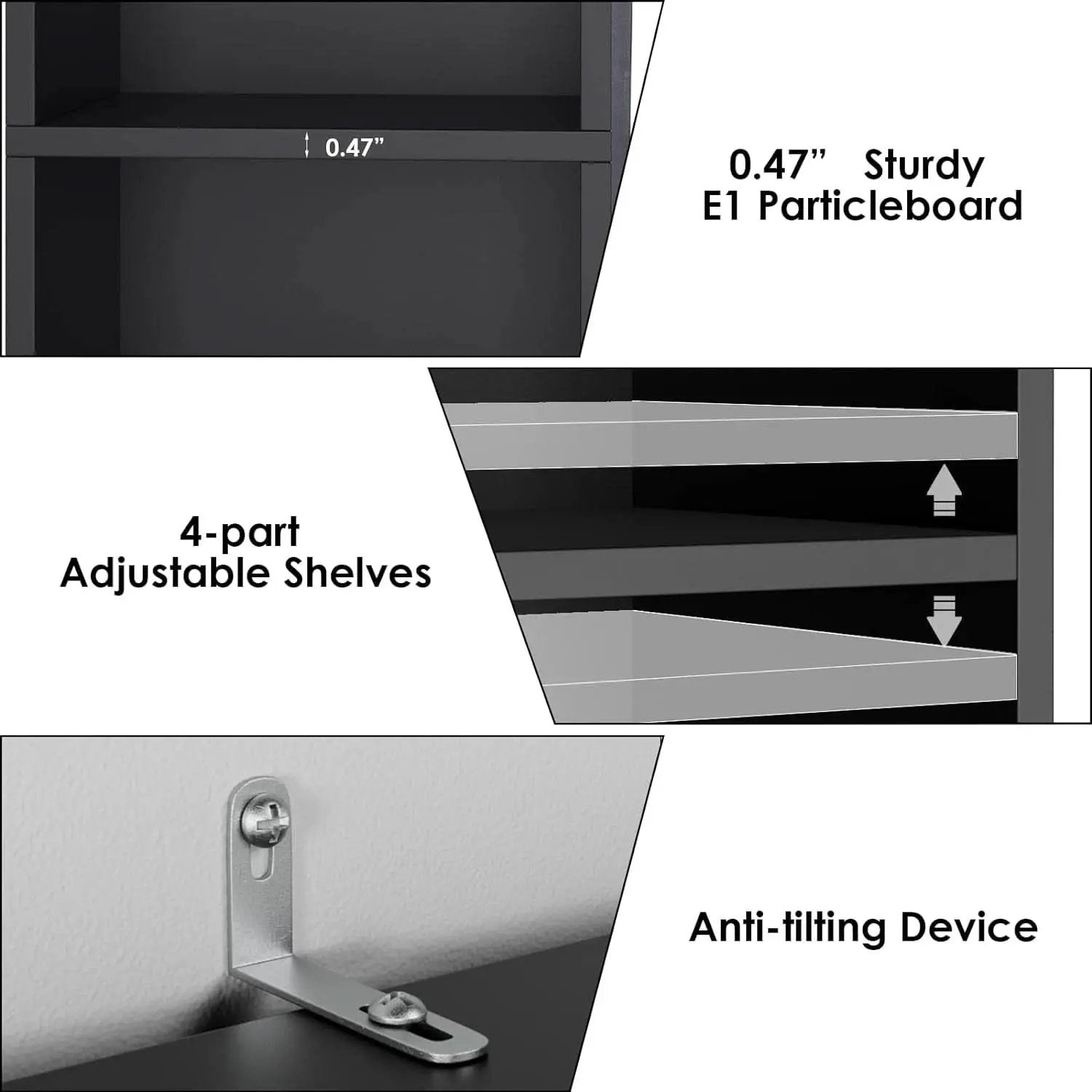 8 Tier Media Tower Rack With Adjustable Shelves Black 70 Inch Tall from PriceLows™