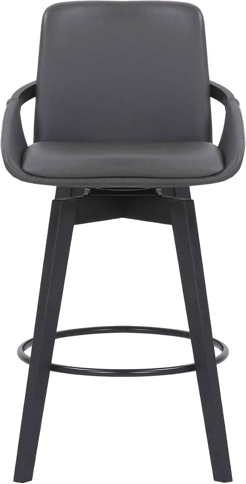 Mid Century Swivel Bar Stool Gray Faux Leather 26 Inch Seat from PriceLows™