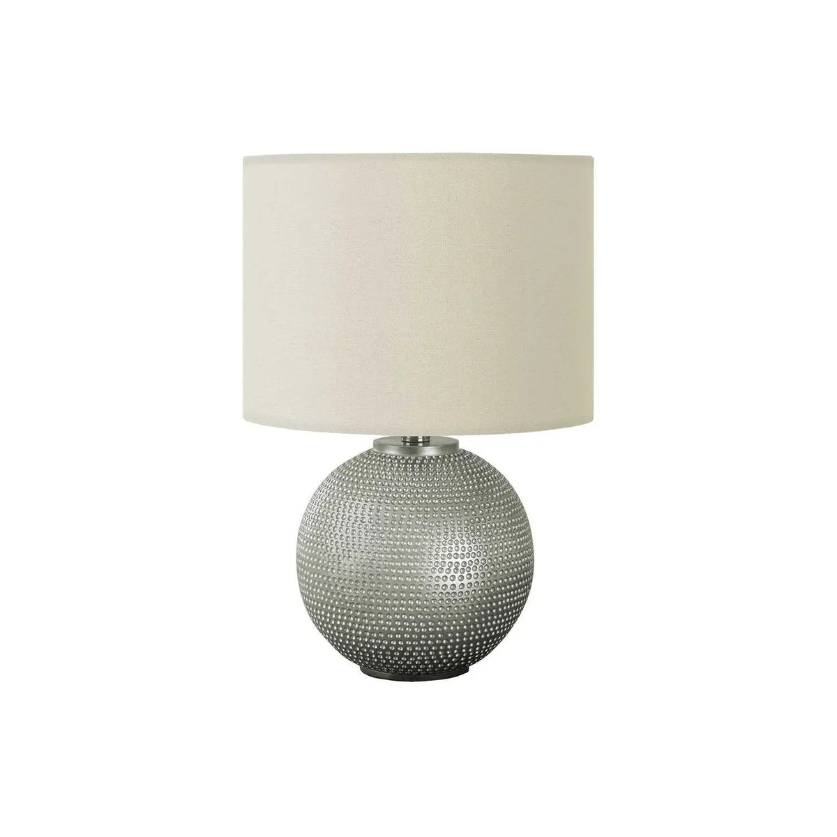 Gray Resin Table Lamp | Ivory Fabric Shade | 18.5 Inch Height | Compact Size