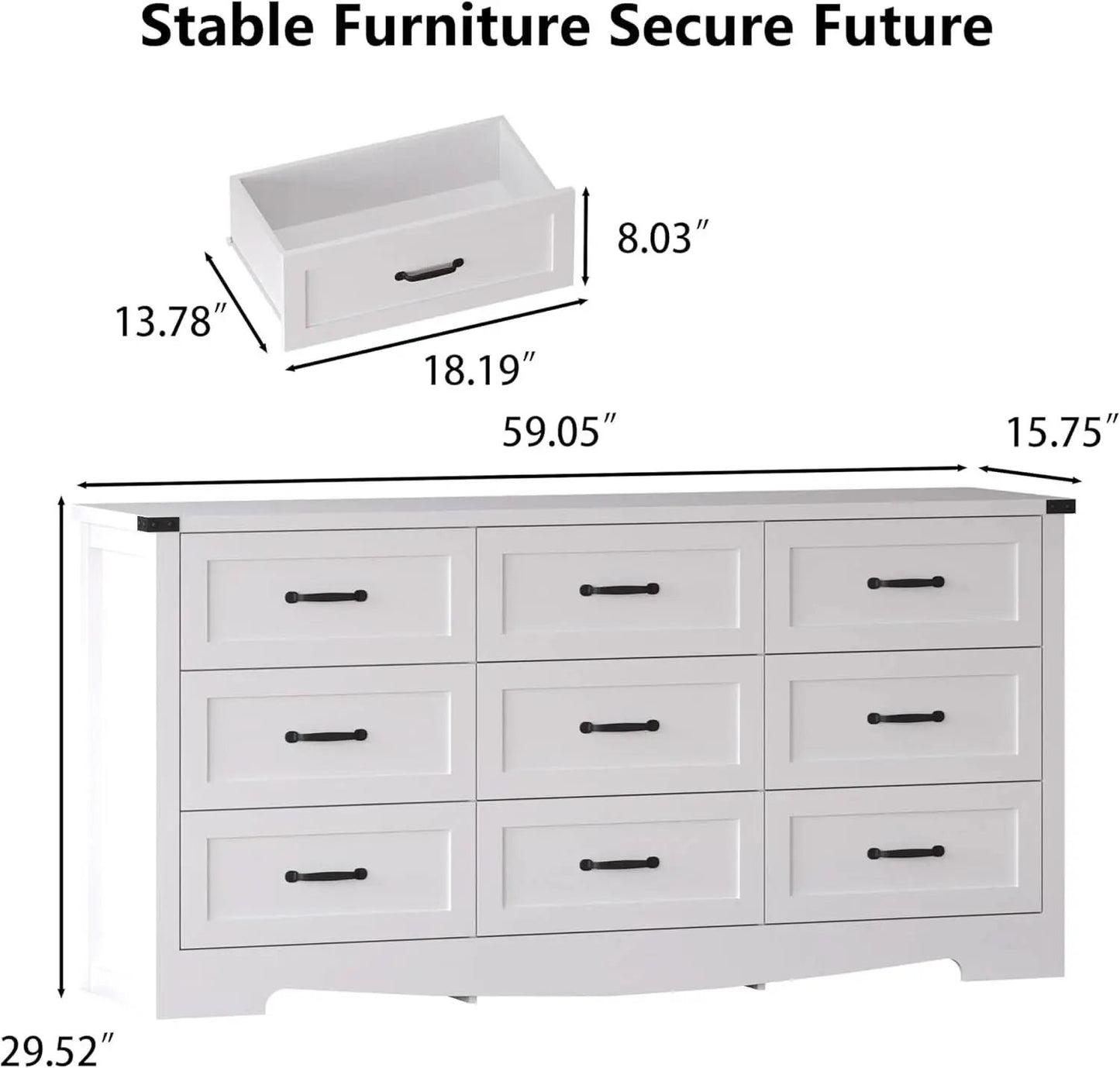 White 59 Inch Premium Modern Multicompartment Dresser from PriceLows™