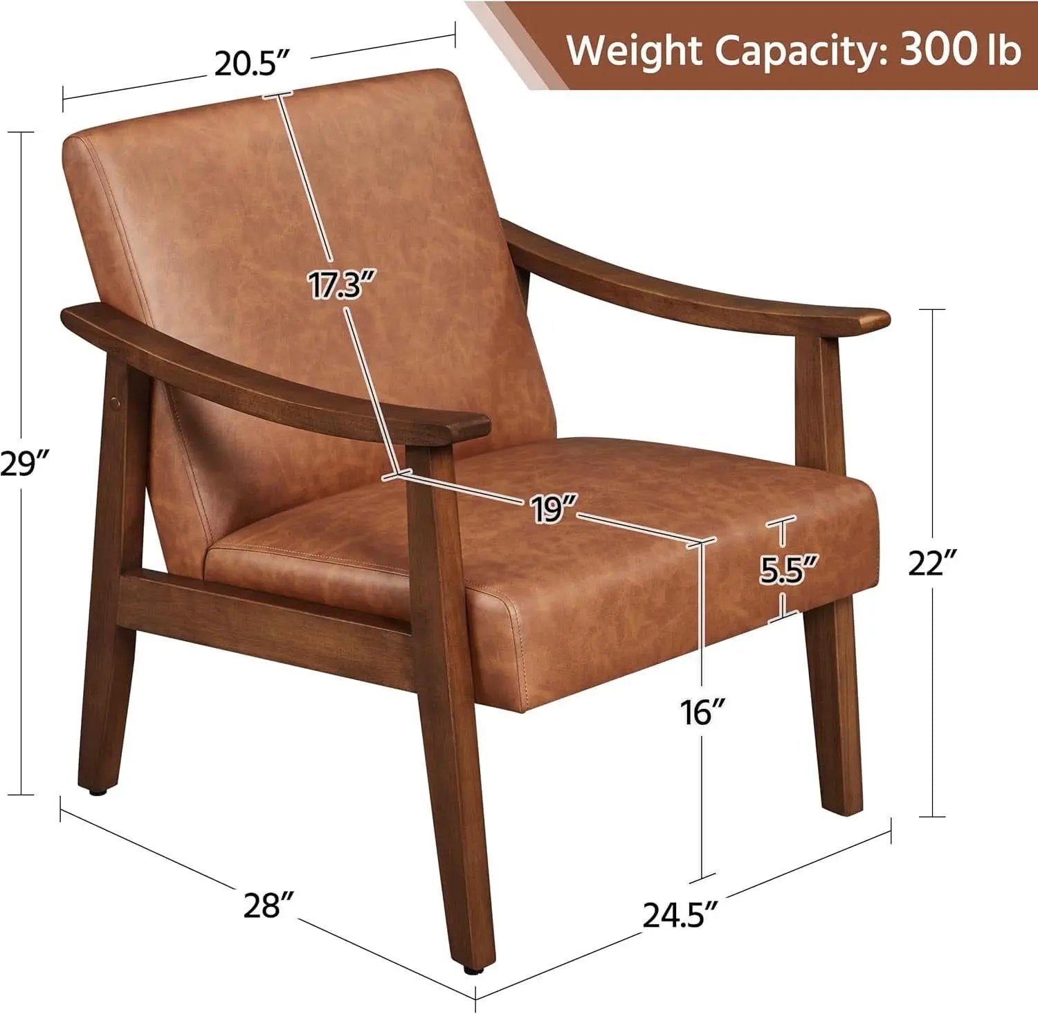 Brown PU Leather Accent Chairs Set of 2 Mid Century Modern from PriceLows™