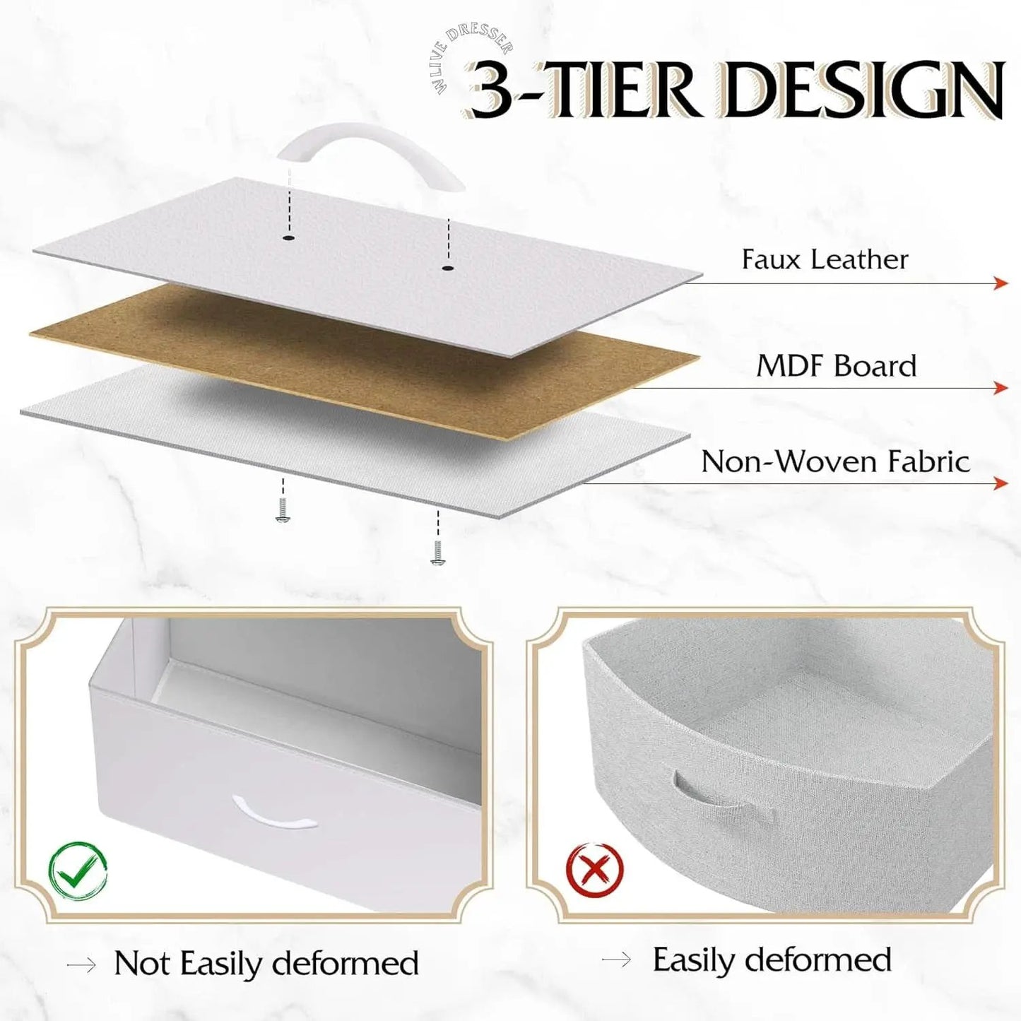 4 Drawer White Dresser For Bedroom Storage Tower Unit from PriceLows™