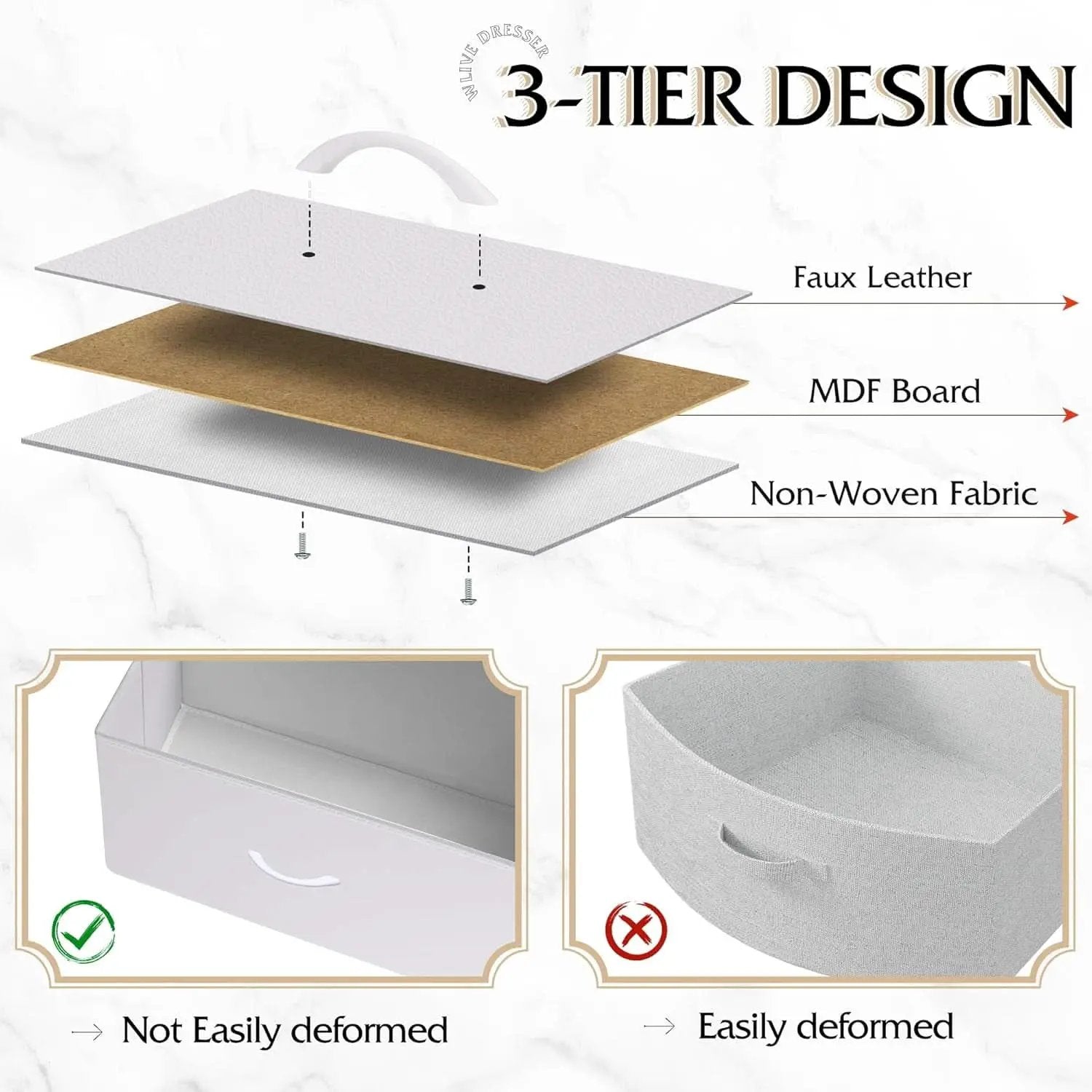 4 Drawer White Dresser For Bedroom Storage Tower Unit from PriceLows™