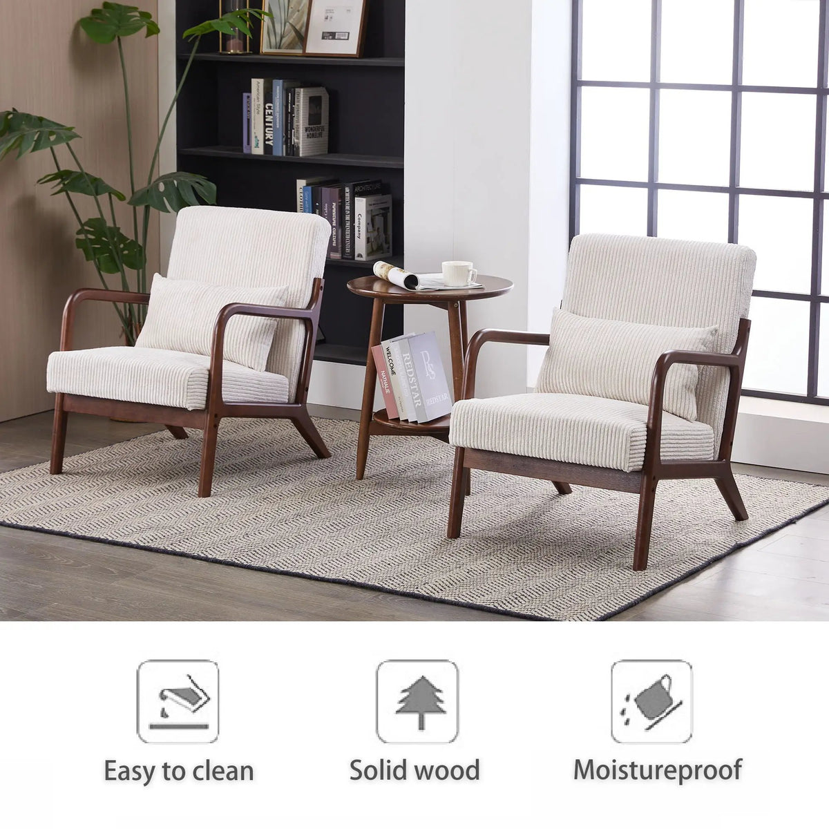 Accent Chair With Pillow | Solid Rubberwood Frame | Ergonomic Support | Versatile Design