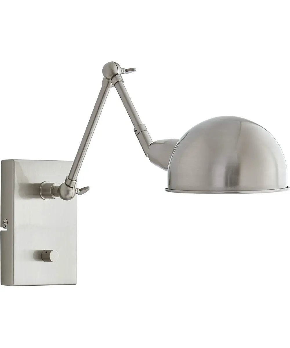 Swing Arm LED Wall Lamp | 12 Inch Height | Brushed Steel Finish