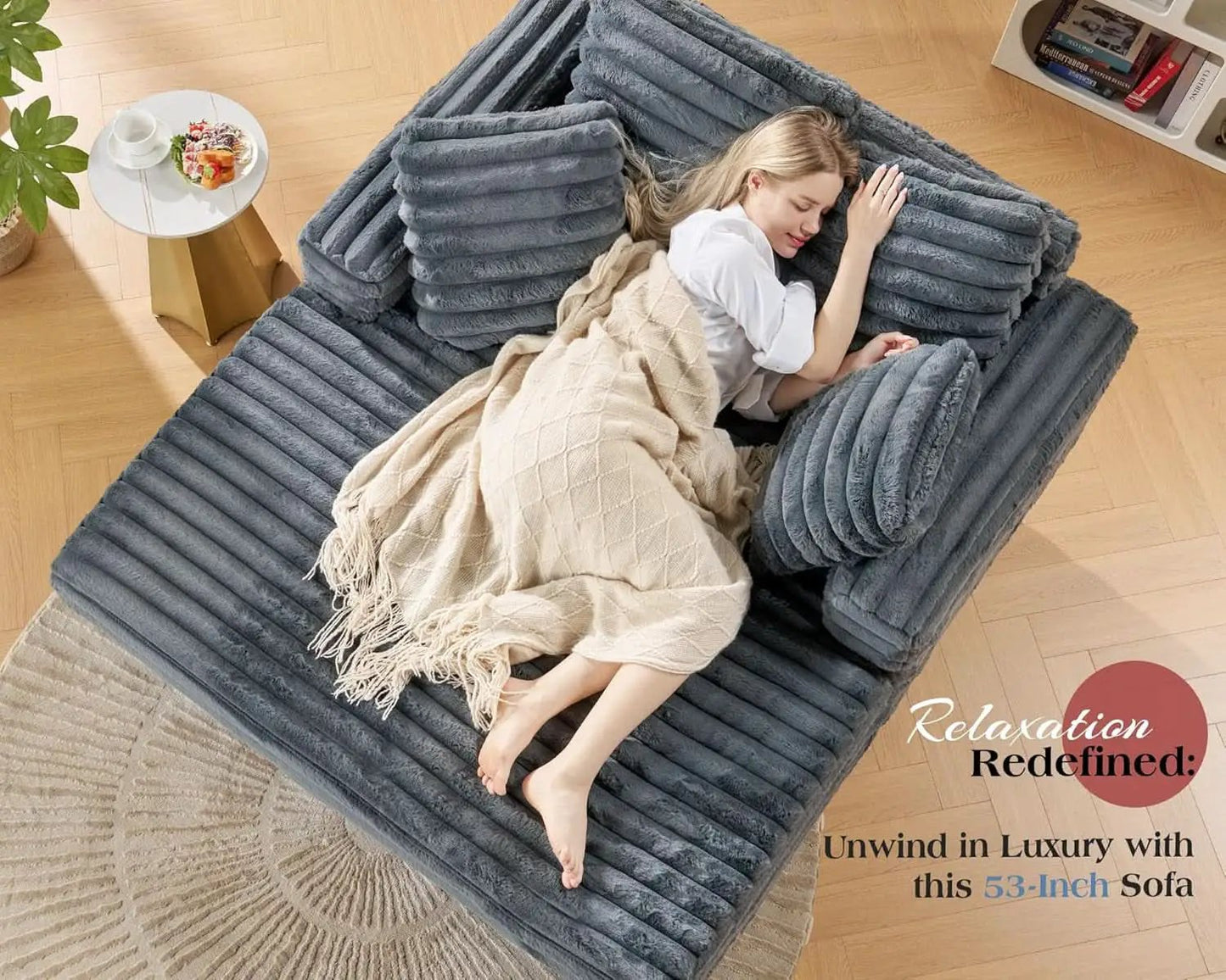 53 Inch Chaise Lounge Grey Sleeper Chair For Living Room from PriceLows™
