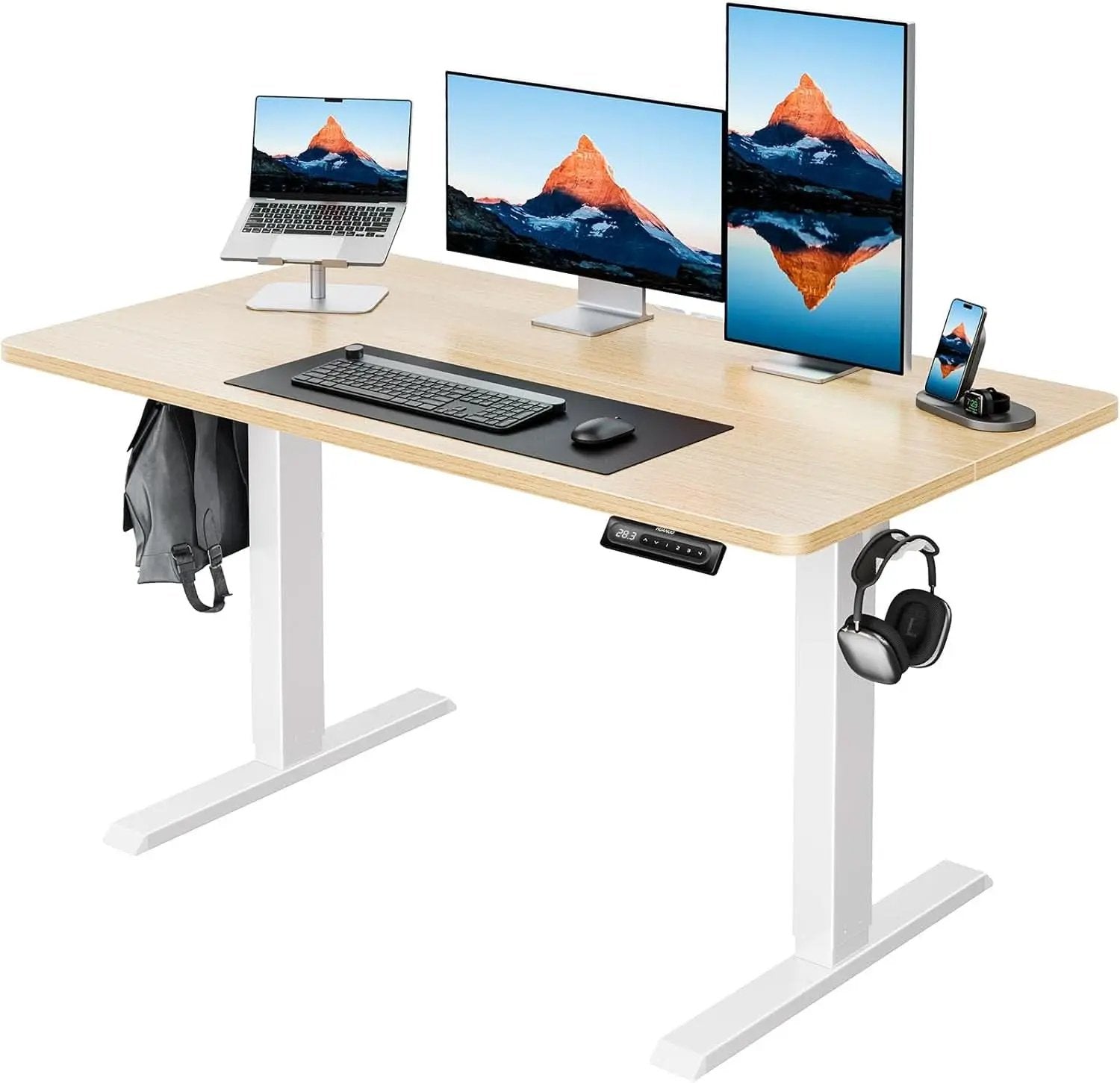 48 Inch Natural Electric Standing Desk With Memory Presets from PriceLows™