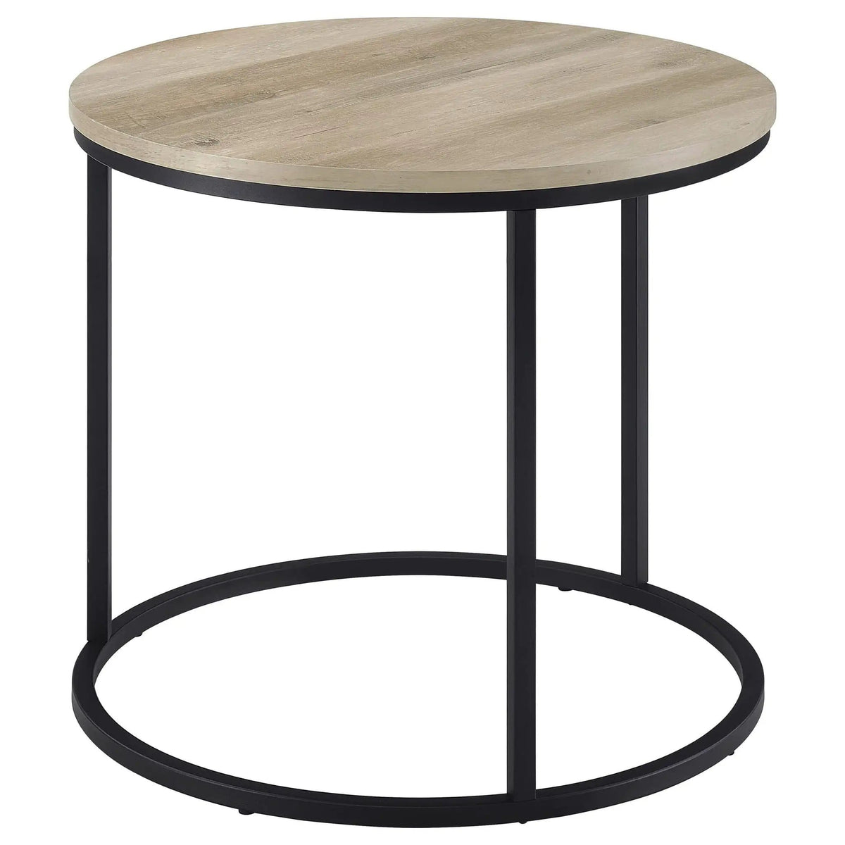 Lainey Round Occasional Side End Table Distressed Pine | 23 x 23 x 21.75 in | Metal | Living Room