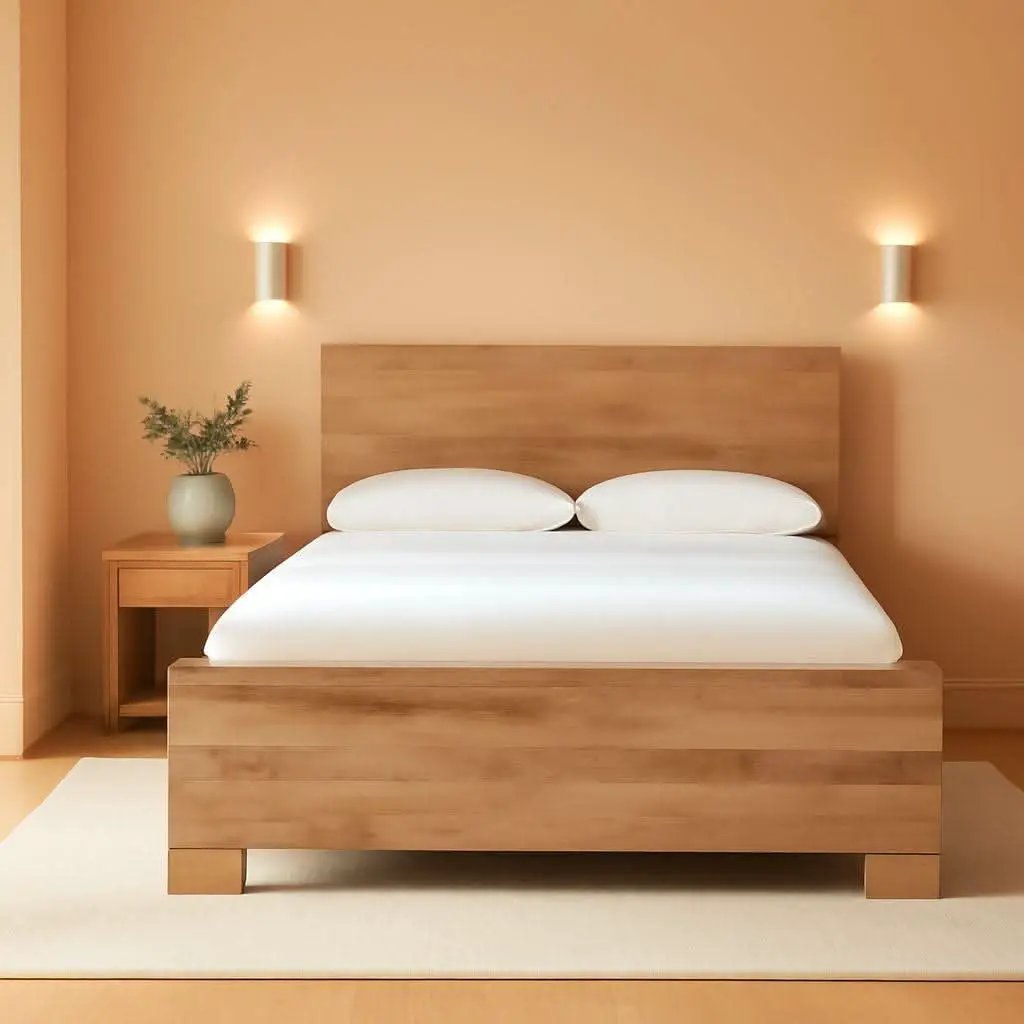 Rustic Queen Panel Bed With Metal Slats Light Brown Finish from PriceLows™