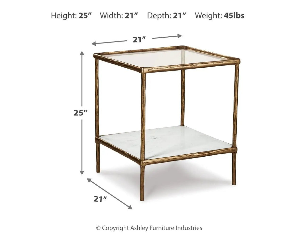Ryandale Accent Table | Glass Tabletop | Classic Design | Textural Base