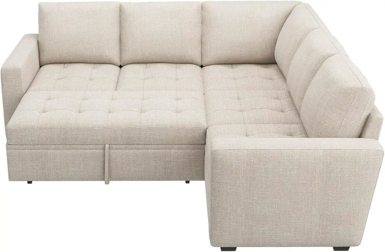 Beige Modular Sleeper Sectional Sofa With StorageBin from PriceLows™