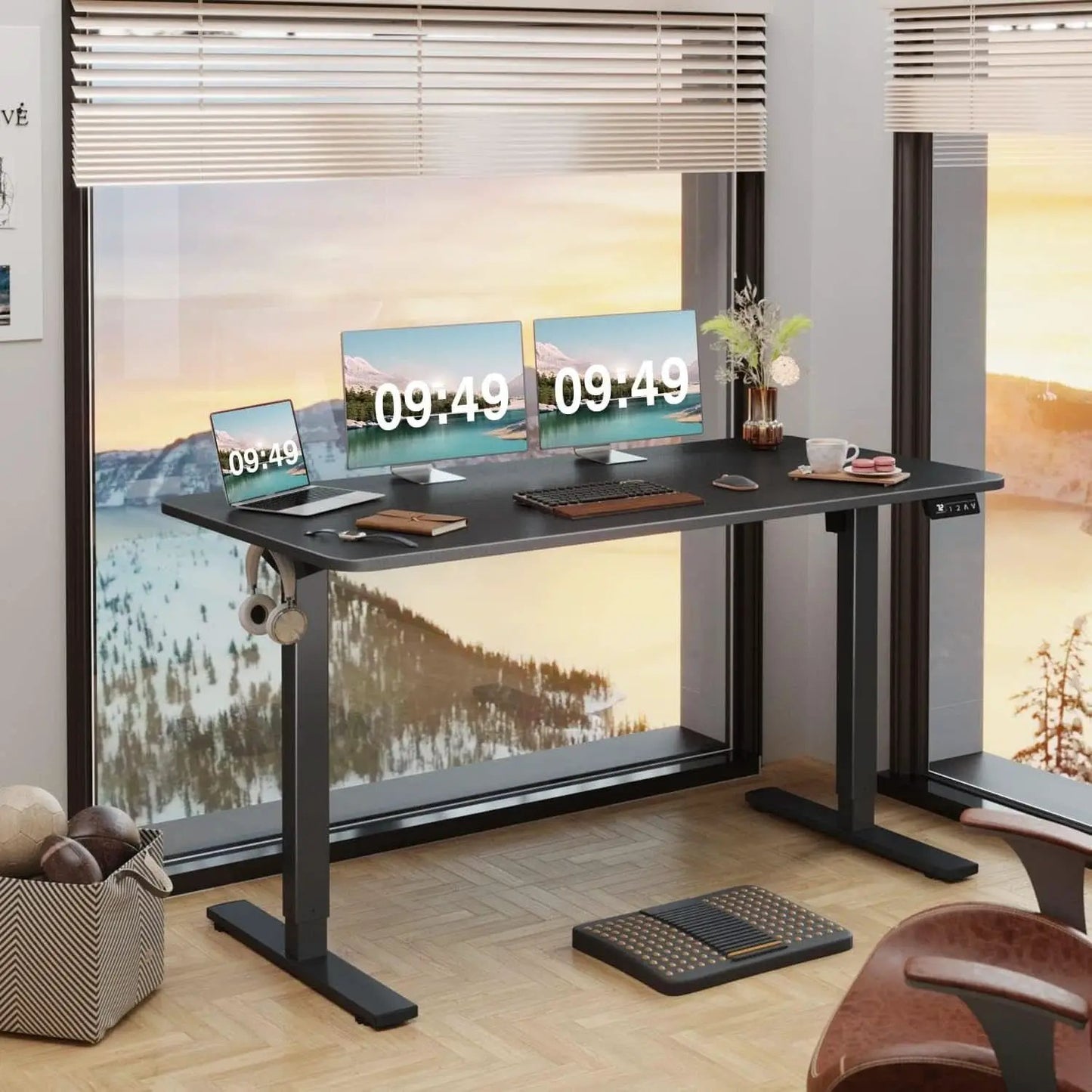 Electric Height Adjustable Standing Desk 55 X 24 Inches from PriceLows™