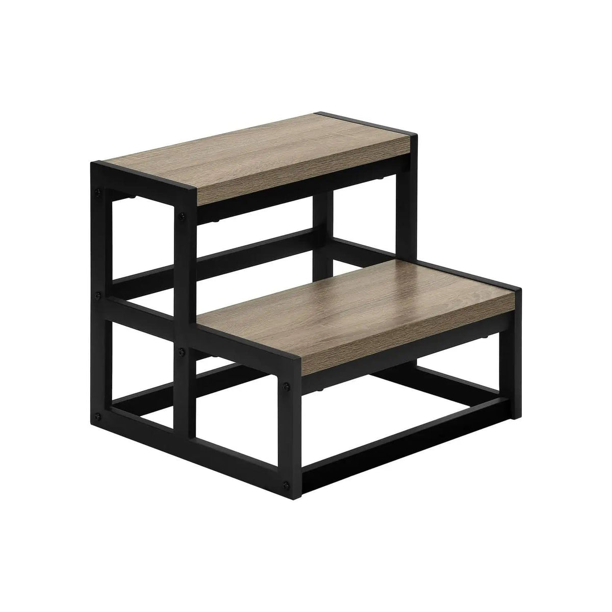 Ladder, Step Stool, Contemporary - | 17.5 x 16 x 15 in | Metal & Wood | Taupe