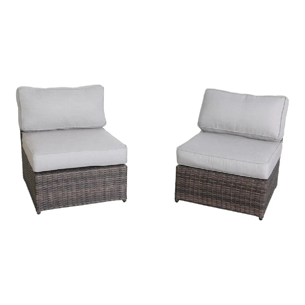 Armless Patio Chair | Cushions Included | Aluminum Inner Frame | Woven Wicker Base