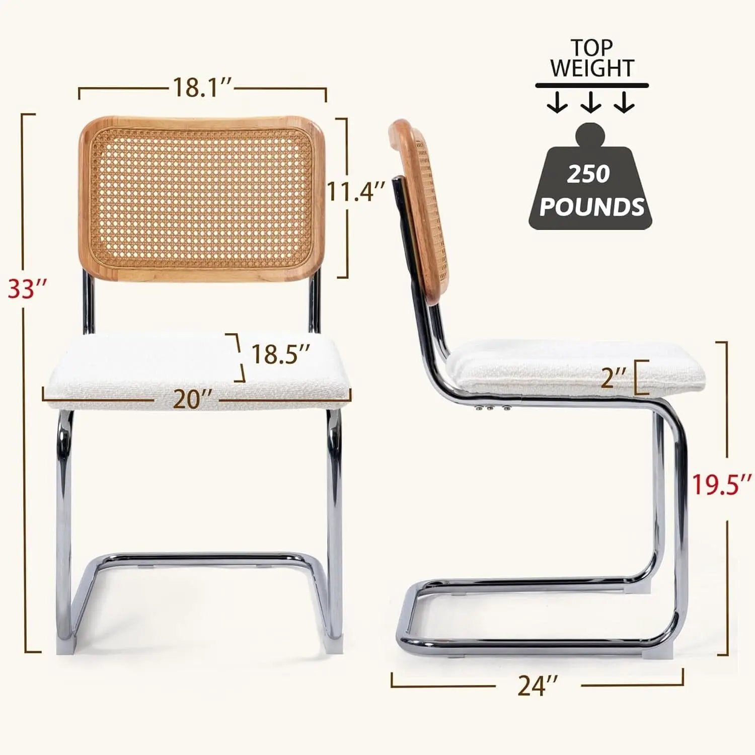 Modern Cesca Cane Dining Chairs With White Boucle Seat from PriceLows™