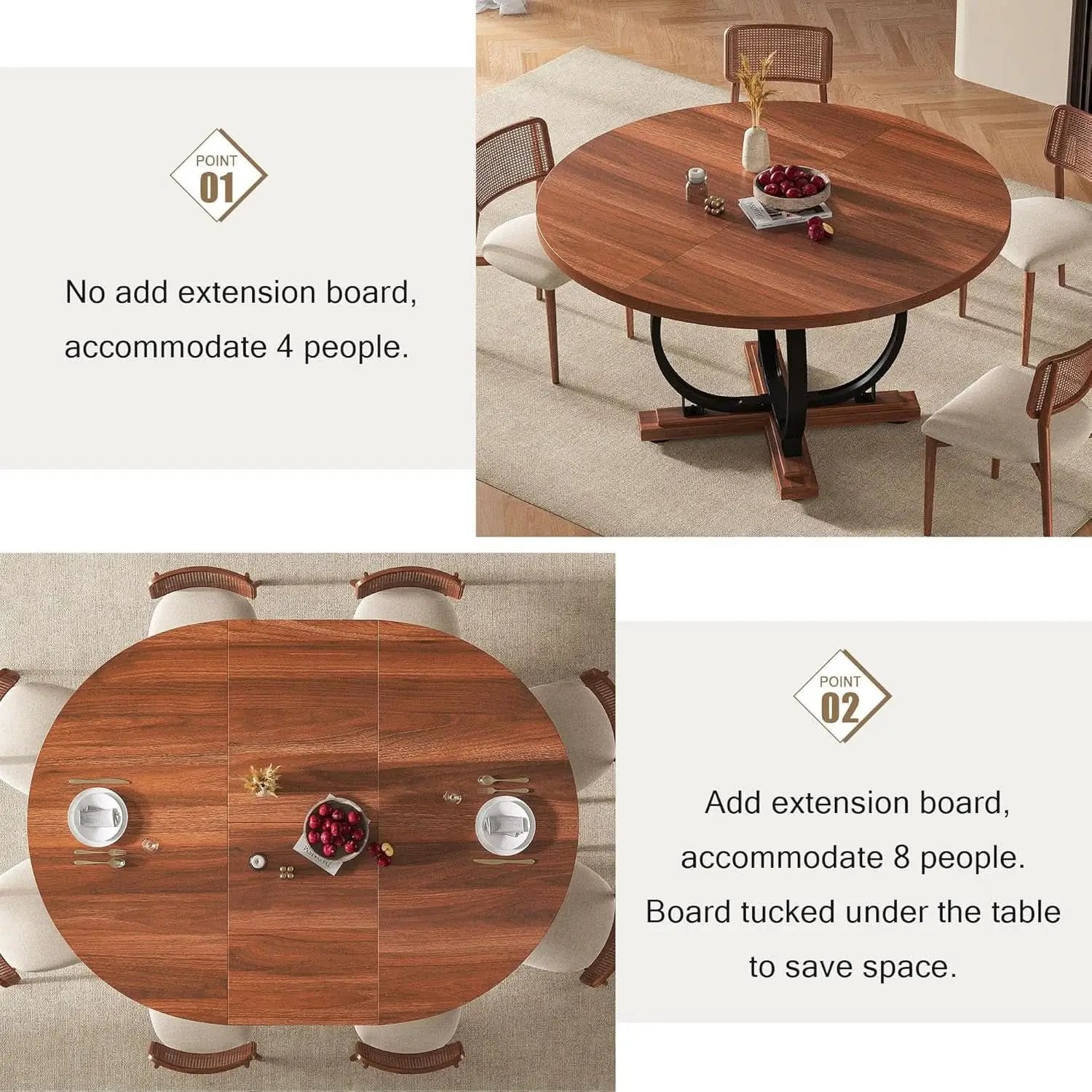 Walnut 59 Inch Fully Extendable Oval Dining Table from PriceLows™