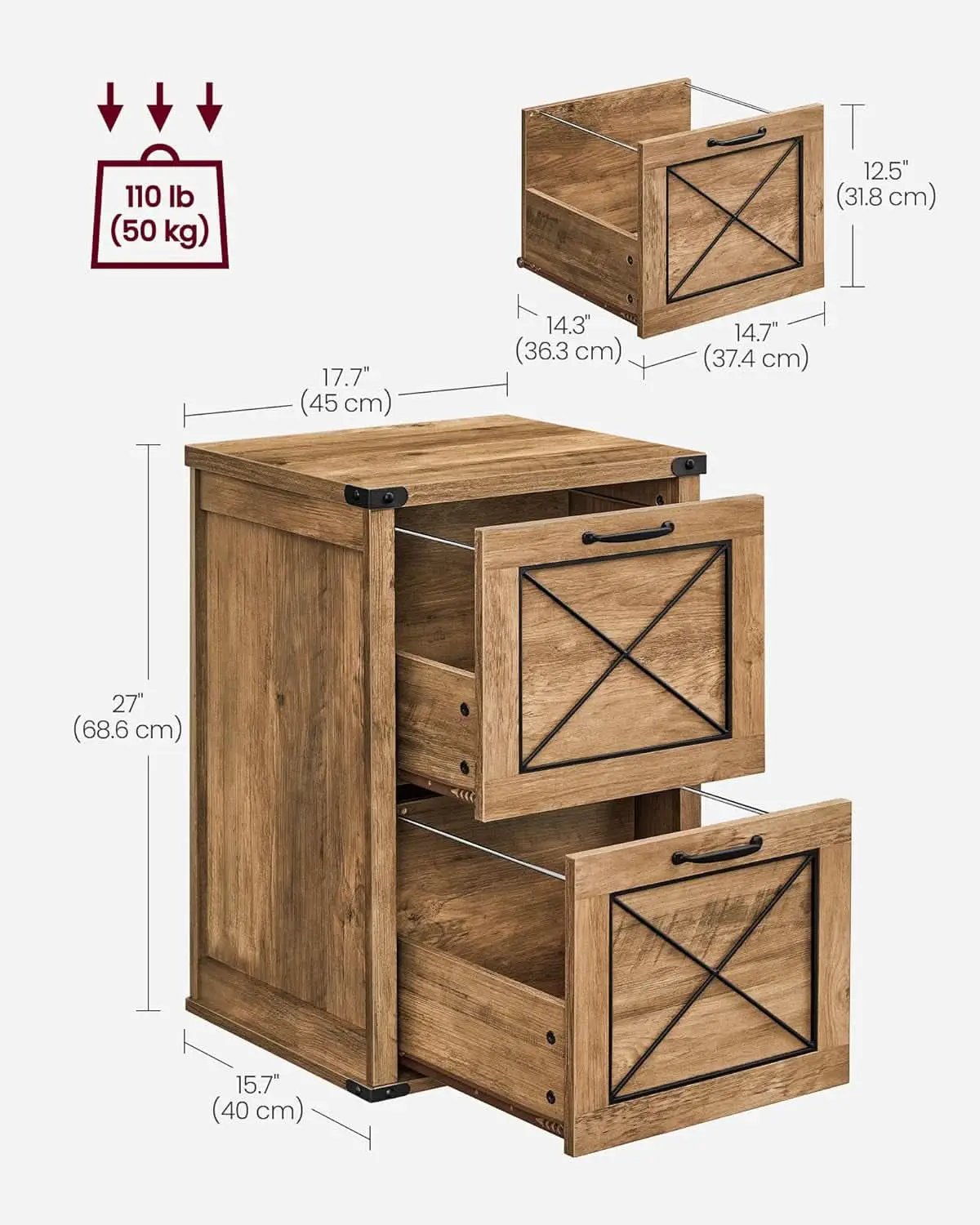 File Cabinet With 2 File Drawers Fits A4 Letter Size Home Office from PriceLows™