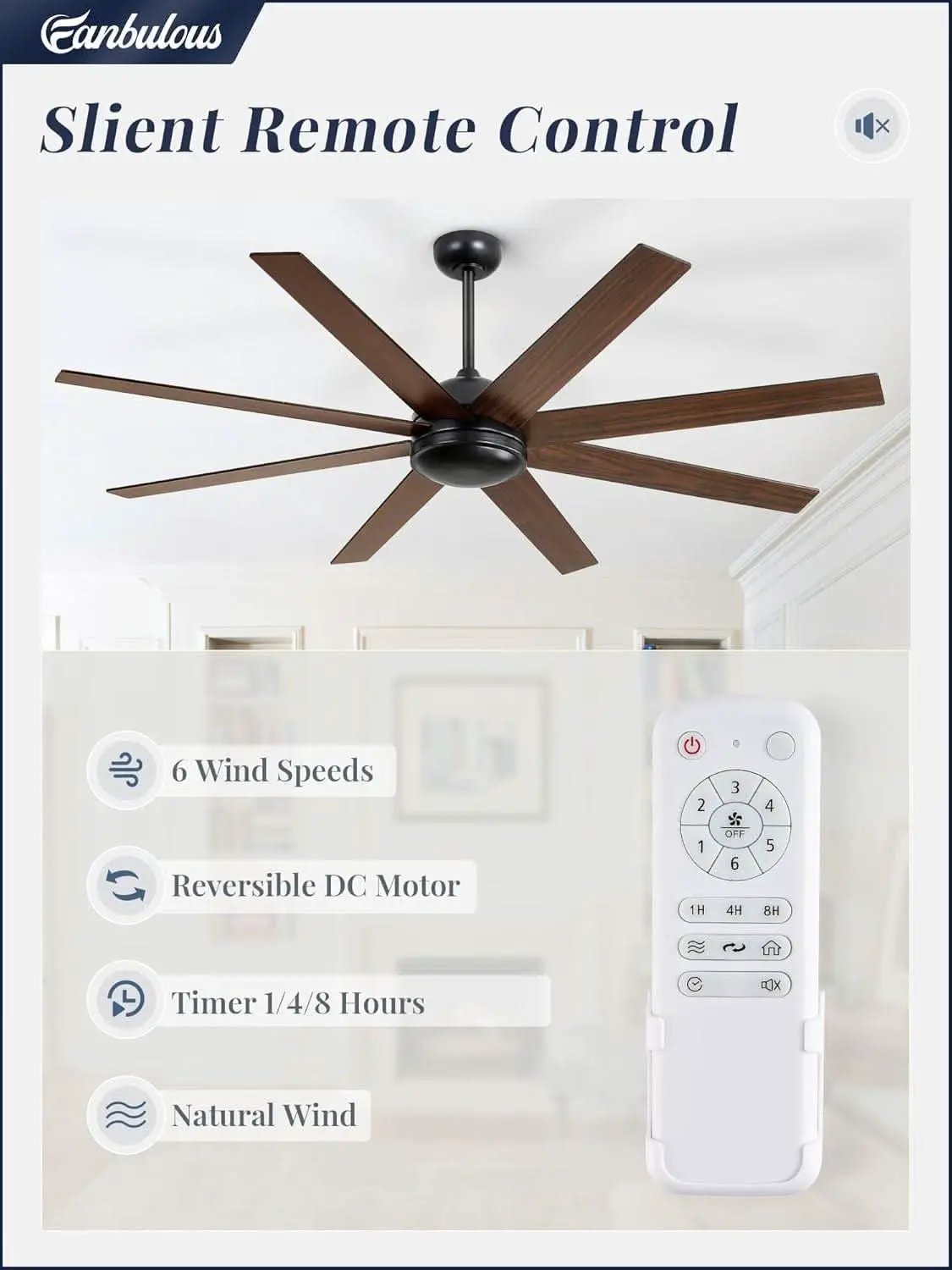 65 Inch Ceiling Fan With Remote Control No Light Indoor Outdoor from PriceLows™