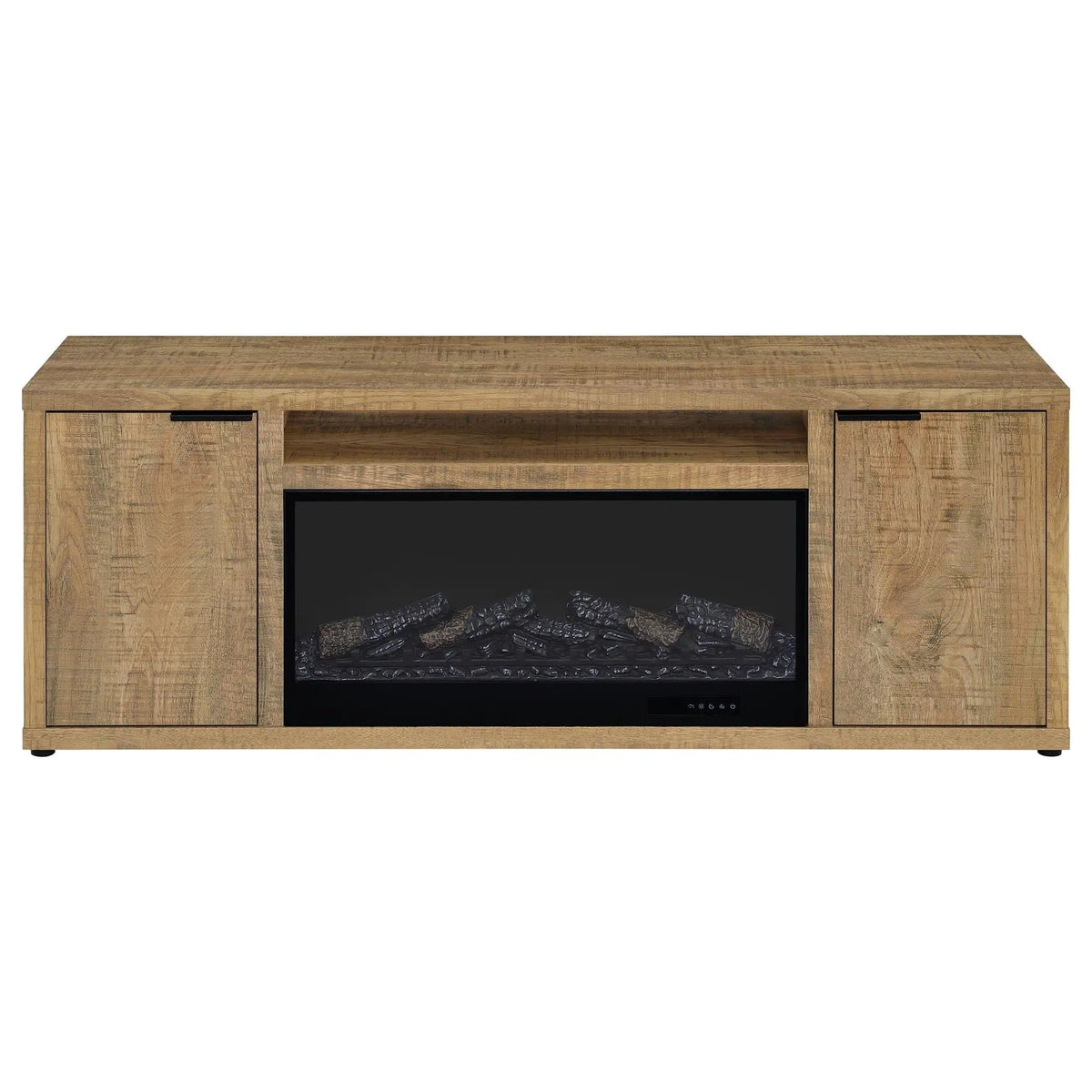 Fuller 60-inch 2-door TV Stand Fireplace Media Console Mango | 60 x 15.5 x 22 in | Mango Wood & Veneer | Living Room