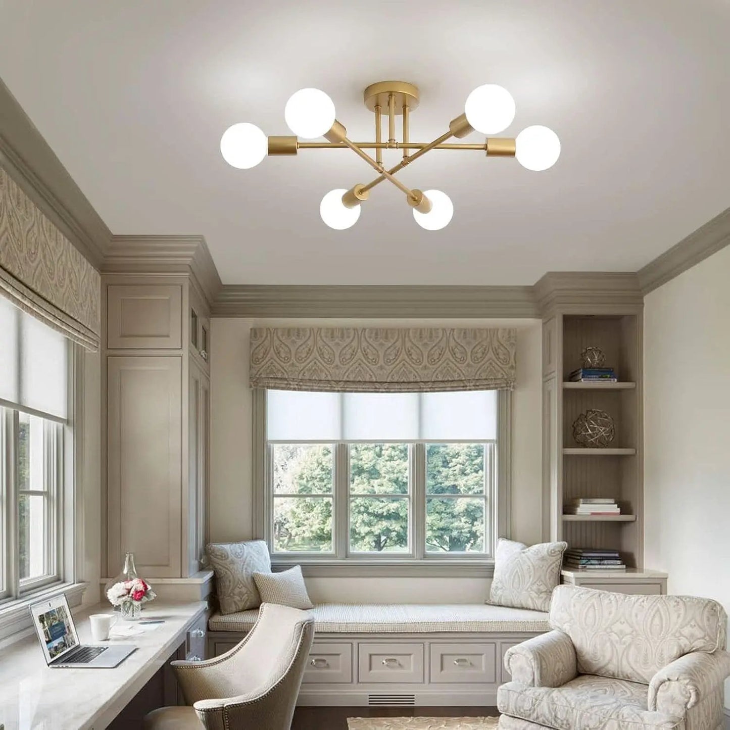 Gold Modern Sputnik Chandelier With 6 Adjustable Lights from PriceLows™