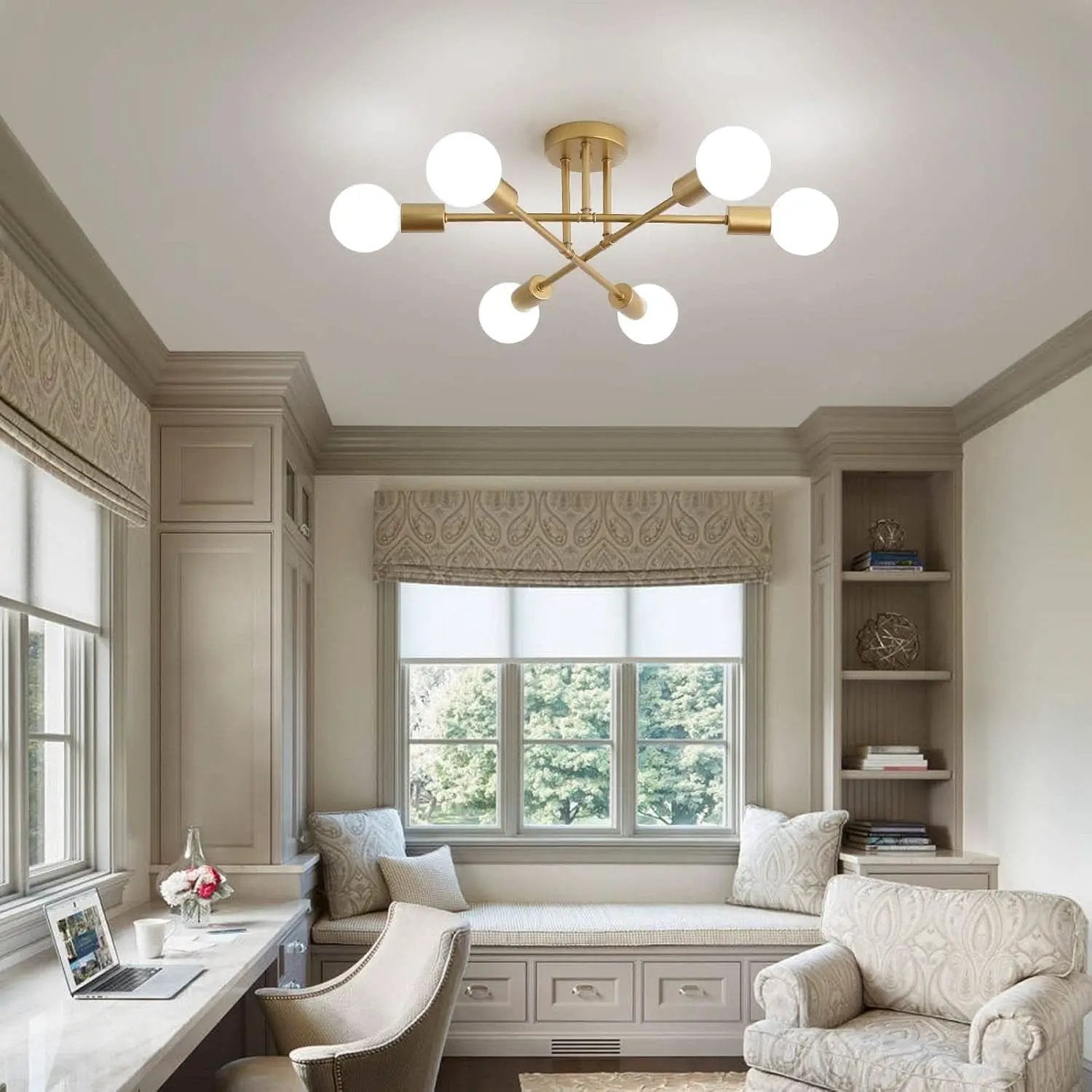 Gold Modern Sputnik Chandelier With 6 Adjustable Lights from PriceLows™