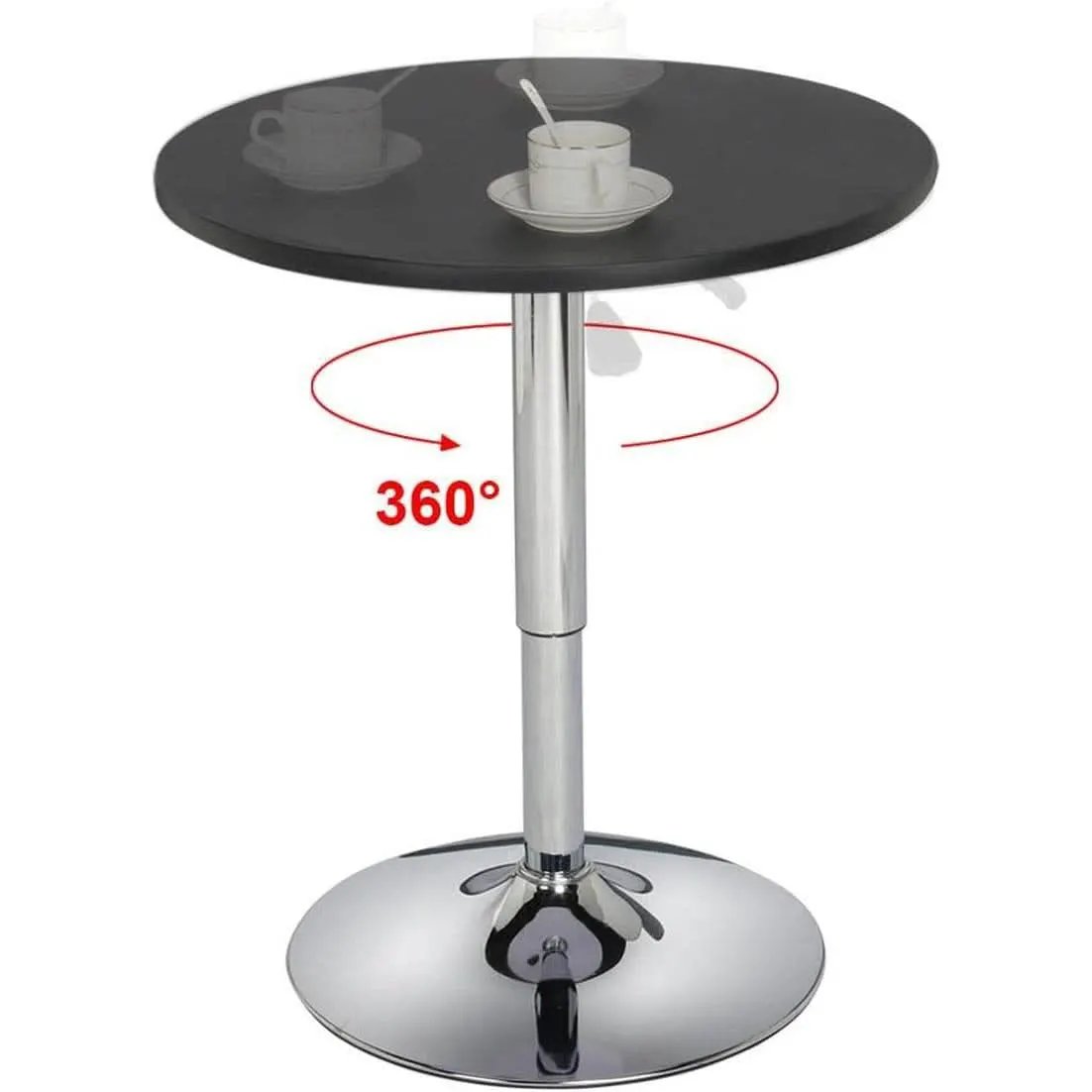 Black Bar Table With 360 Degree Swivel MDF Top Round from PriceLows™