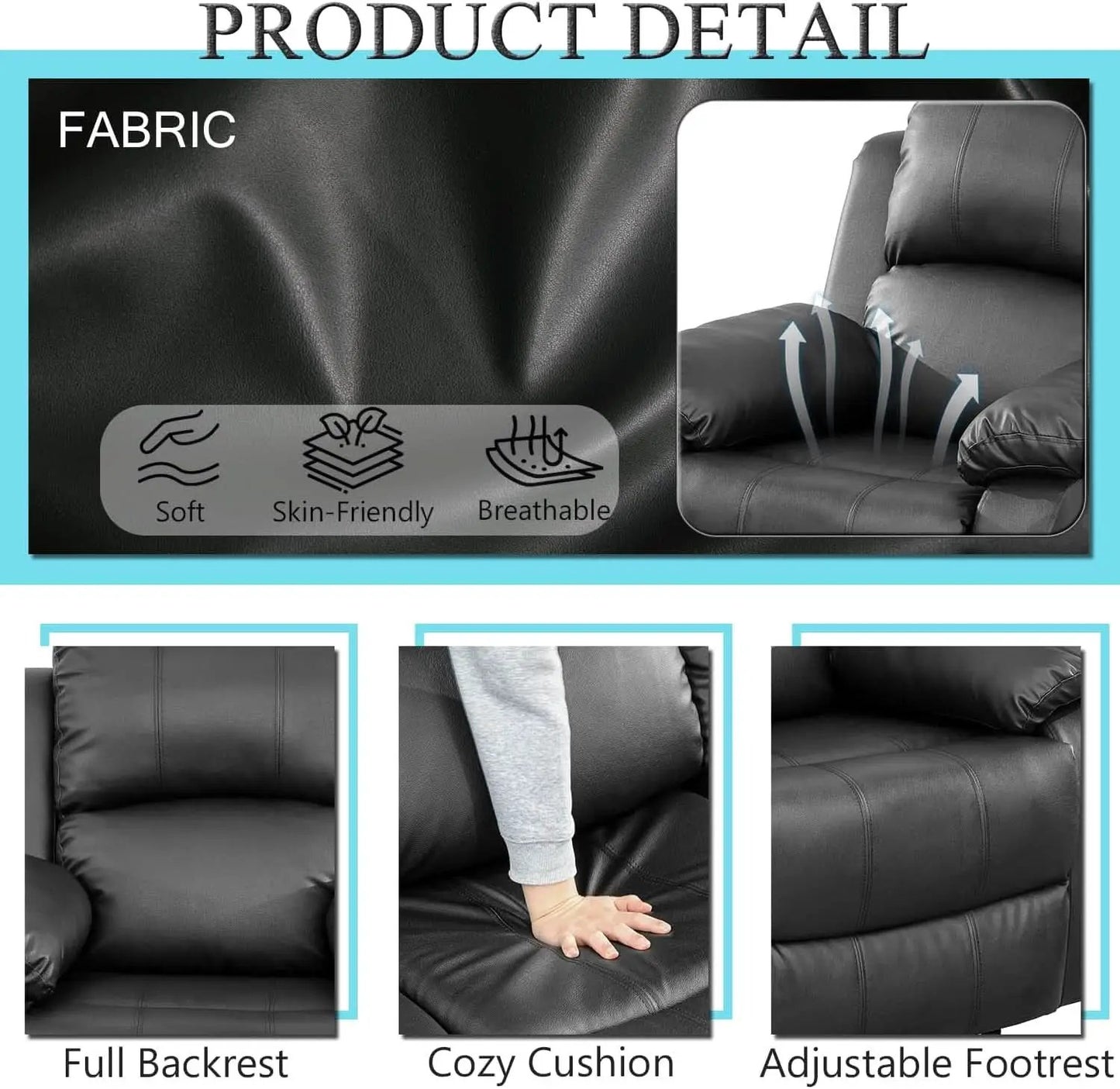 Black Recliner Sofa Set For Living Room Theater Seating from PriceLows™