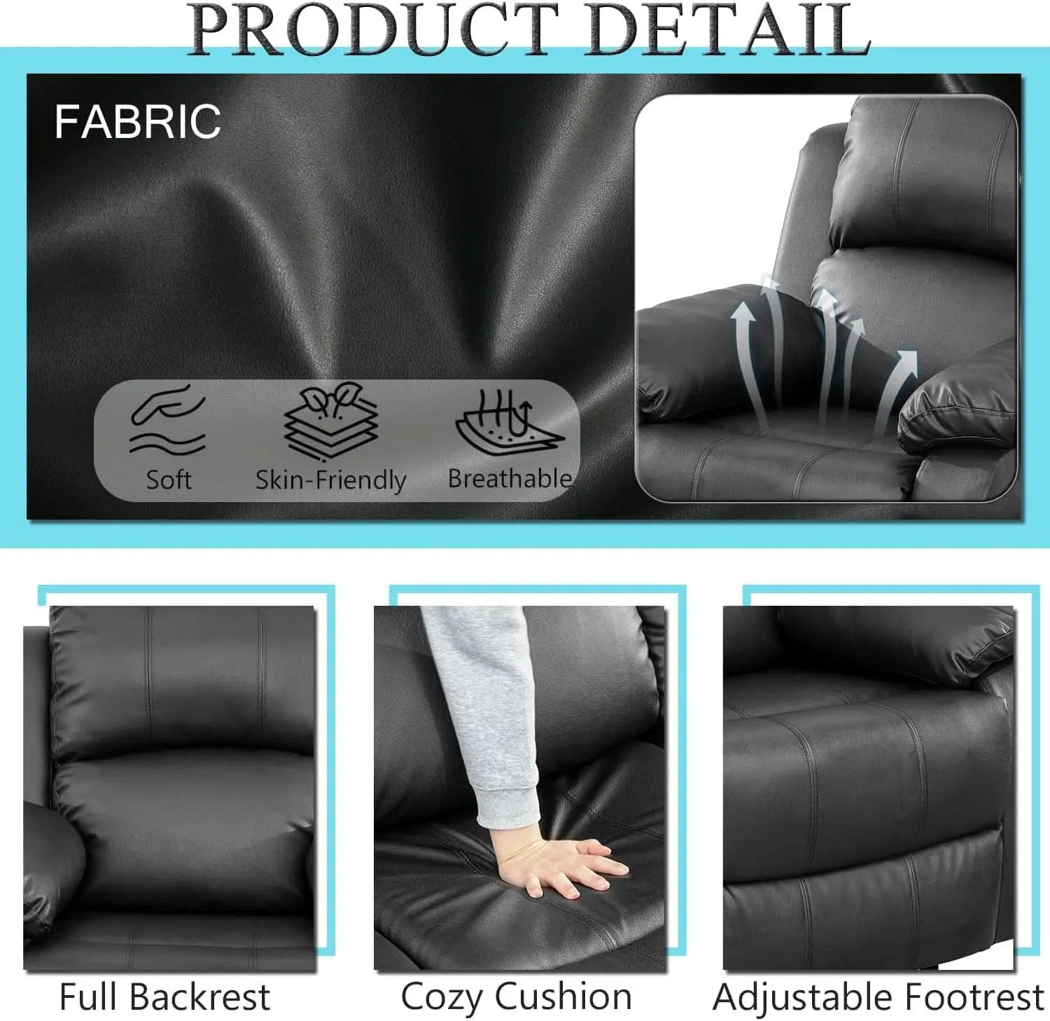 Black Recliner Sofa Set For Living Room Theater Seating from PriceLows™