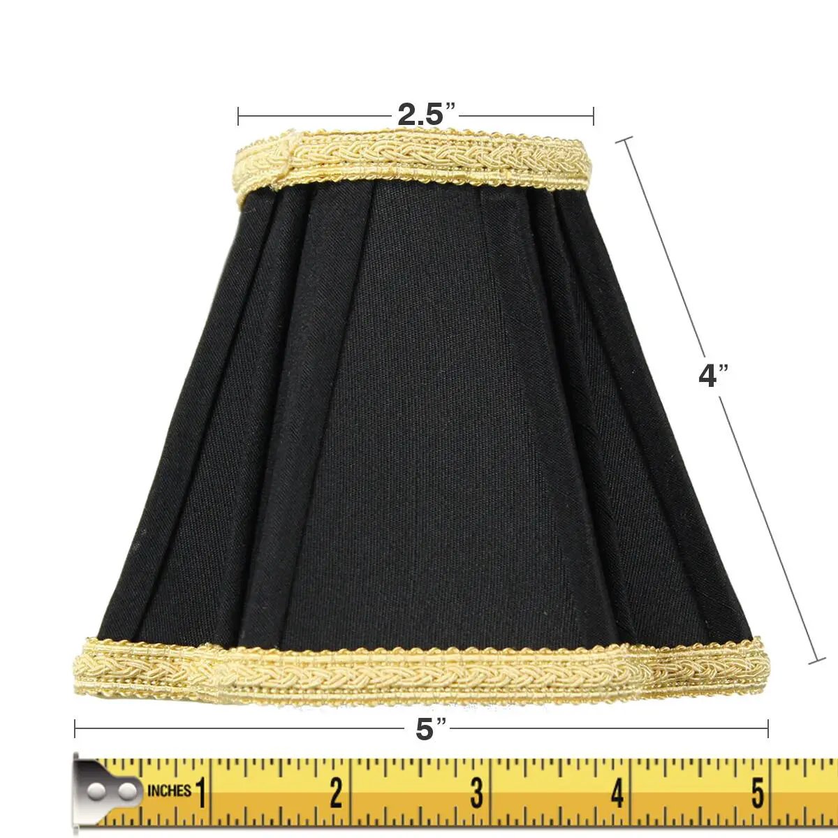 Clip On Lamp Shades | 5 Inch Square | Black With Gold Liner | Set Of 6