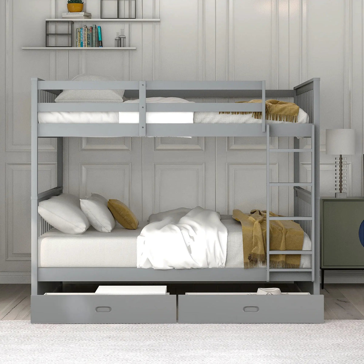 Bunk Bed With Ladders | 2 Storage Drawers | Space-Saving Design | Sleepover Ready