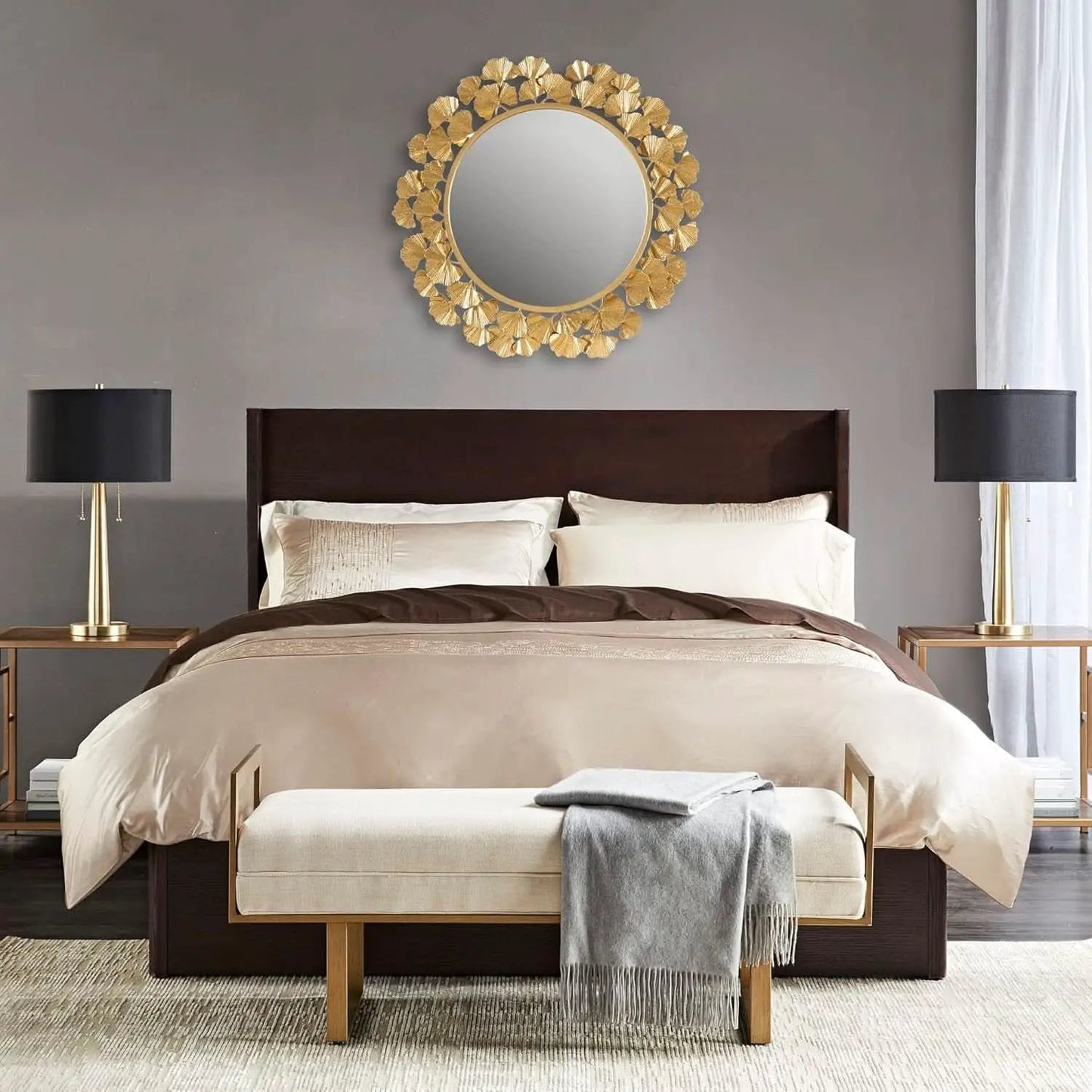 Round Wall Mirror 30.5 Inch Iron Eden Gold For Living Room from PriceLows™