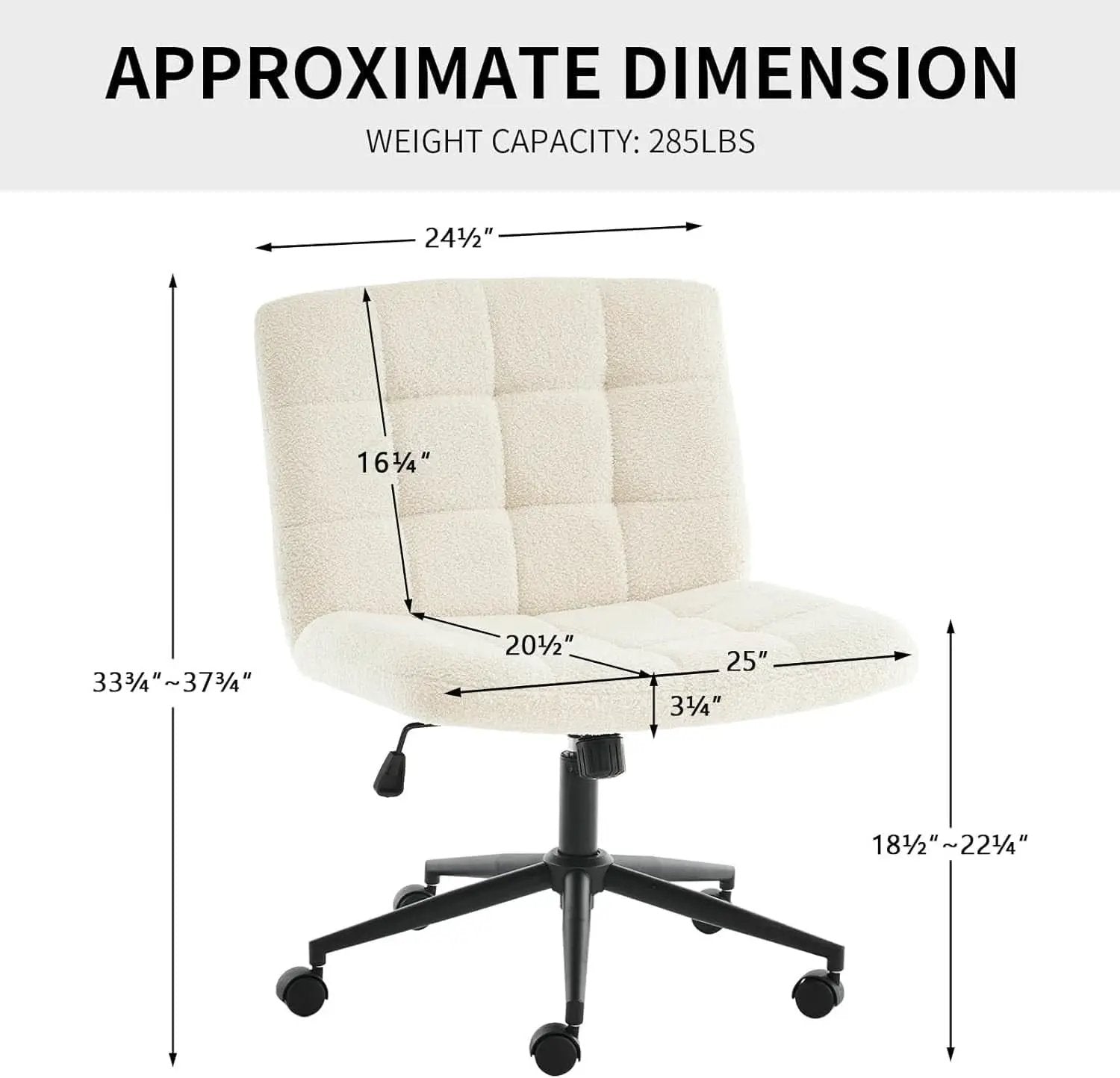 Swivel Faux Fur Armless Desk Chair With Wheels Height Adjustable from PriceLows™