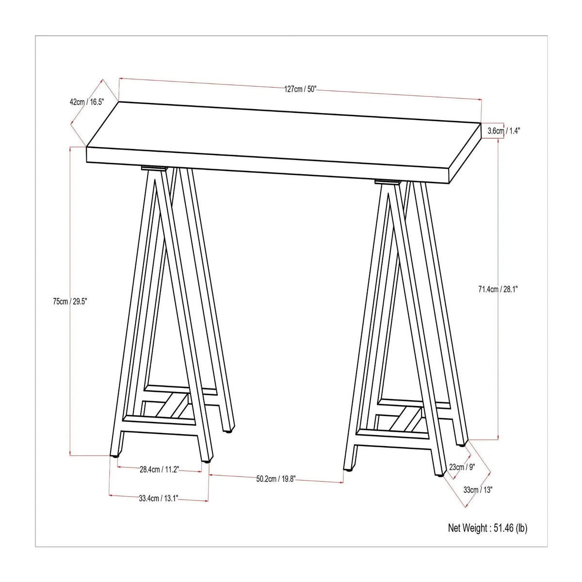 Sawhorse Handcrafted Solid Table | 2 Pieces | Metal | Living Room