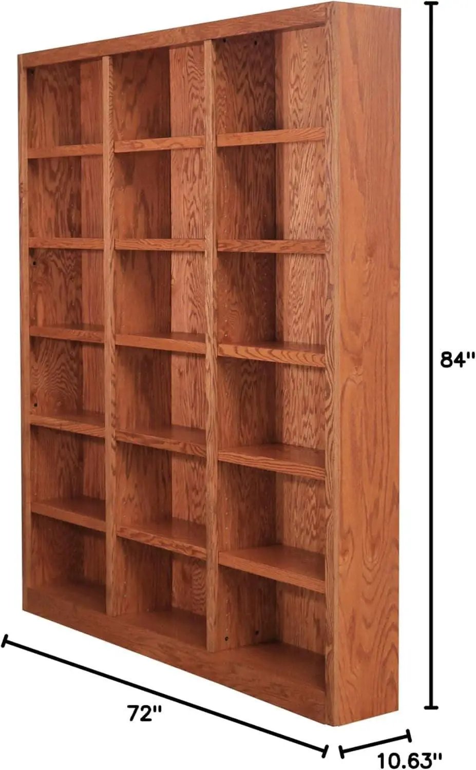 Traditional Oak Bookcase 84 Inch Tall With 18 Shelves from PriceLows™