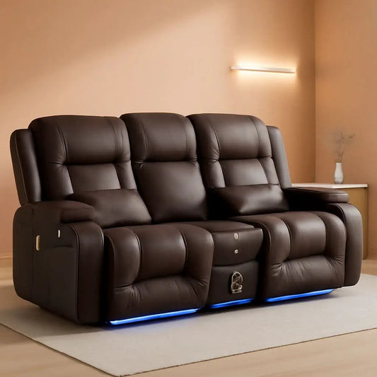 Power Loveseat Recliner Sofa With Massage And Heat Brown from PriceLows™