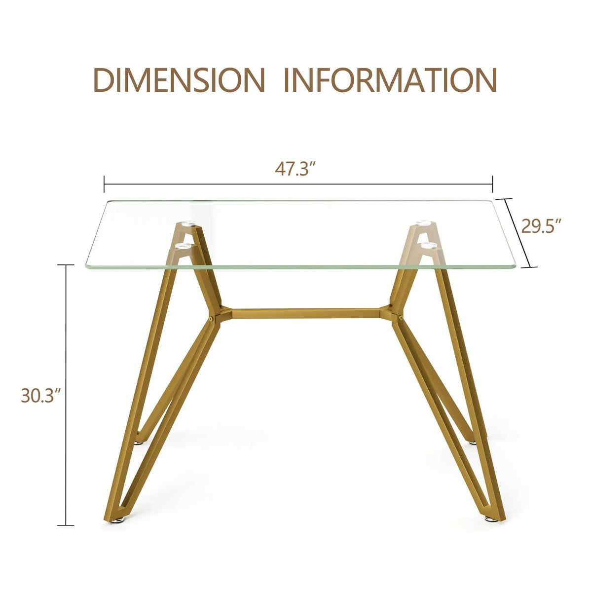 Modern Glass Dining Table With Metal Legs | 2 Pieces | Tempered Glass & Metal | Dining Room
