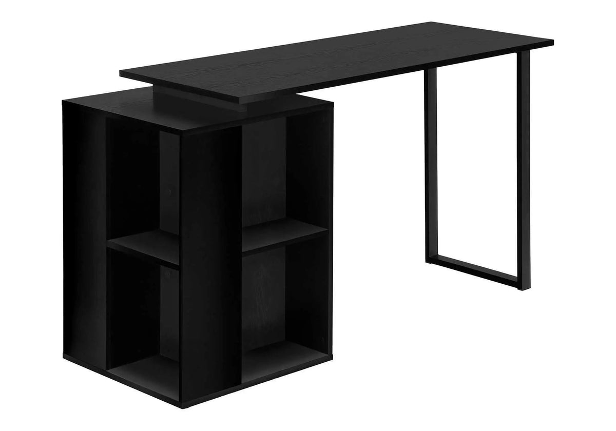 Computer Desk With Bookcase | 55 Inch Width | Left Or Right Setup | 8 Fixed Shelves