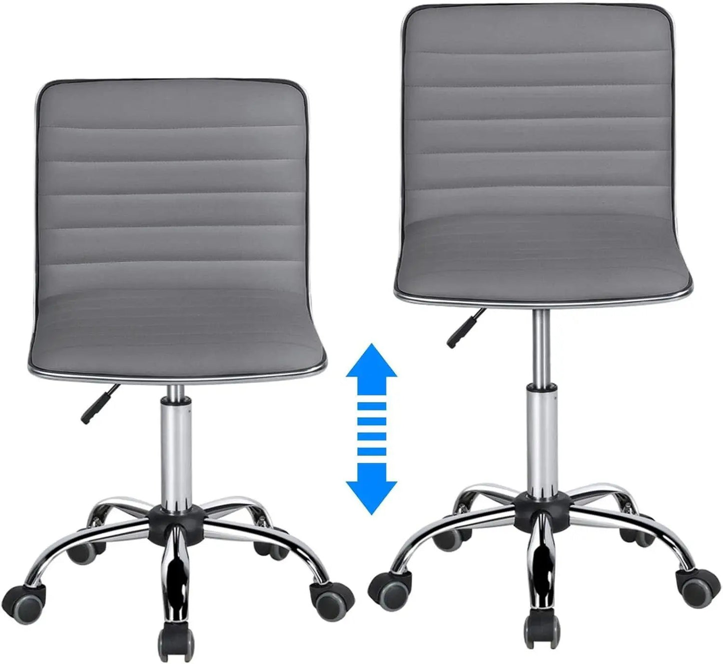 Grey PU Leather Armless Office Chair Height Adjustment from PriceLows™